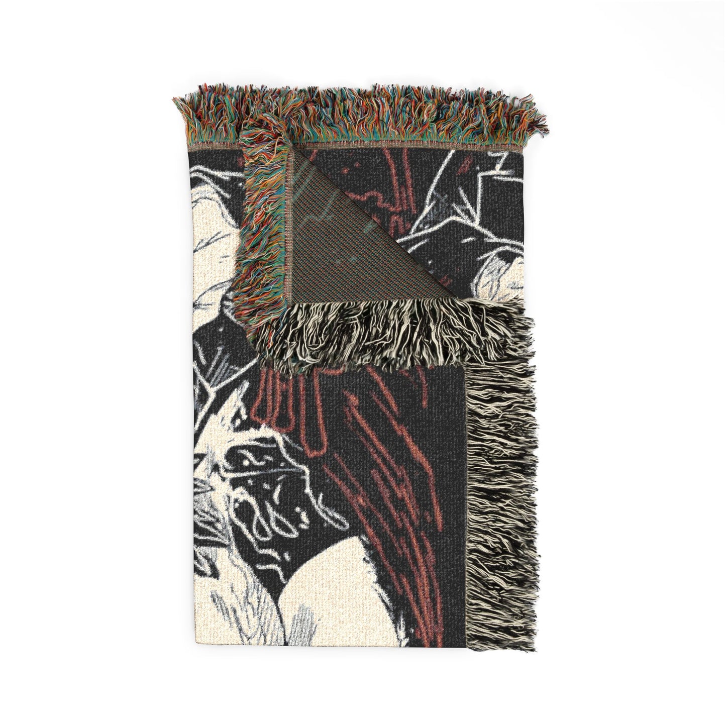 Woven Blanket — Dark Gothic Anatomical Skull Throw for Home Decor