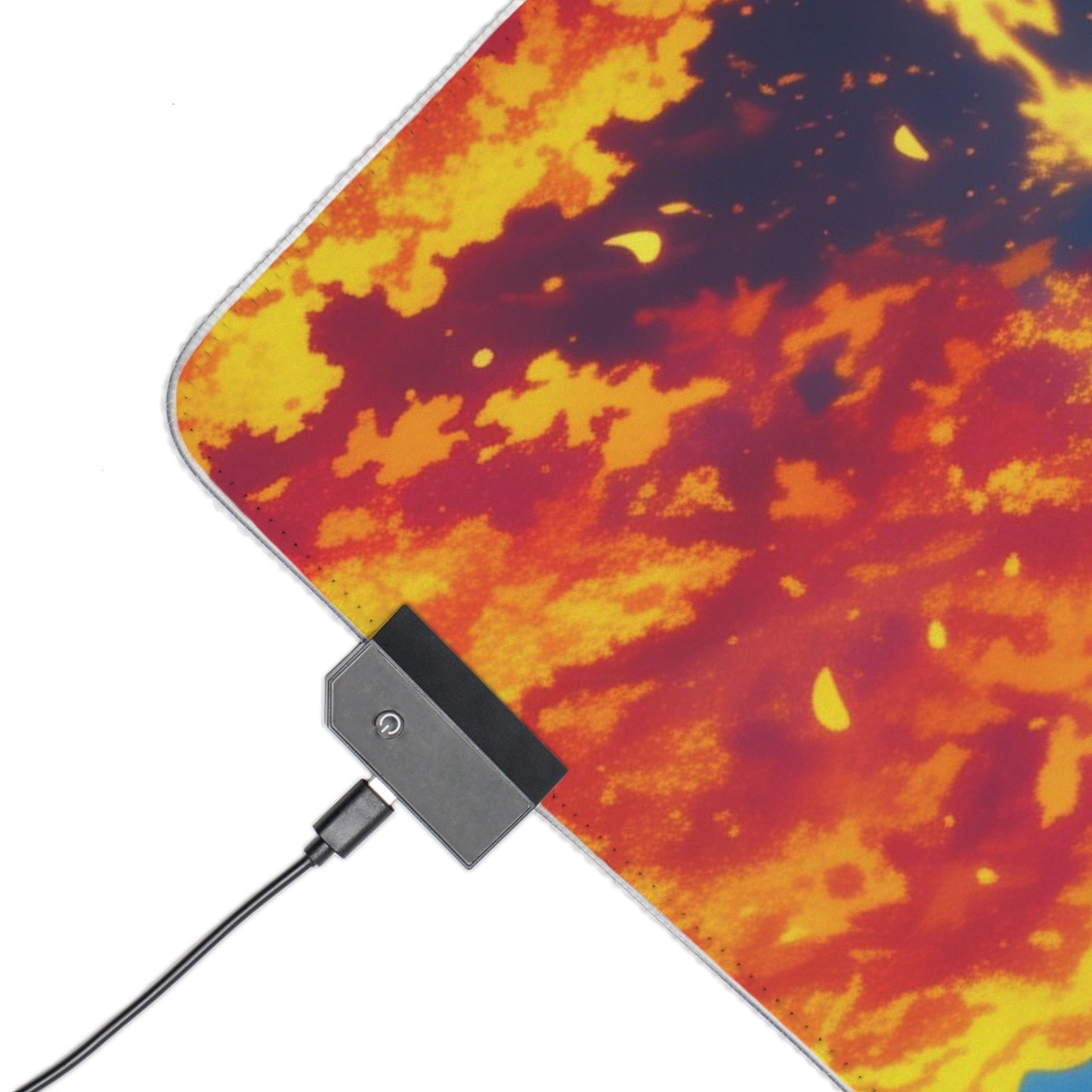 LED Gaming Mouse Pad — Vibrant Sunset Warrior RGB Desk Mat for Gamers