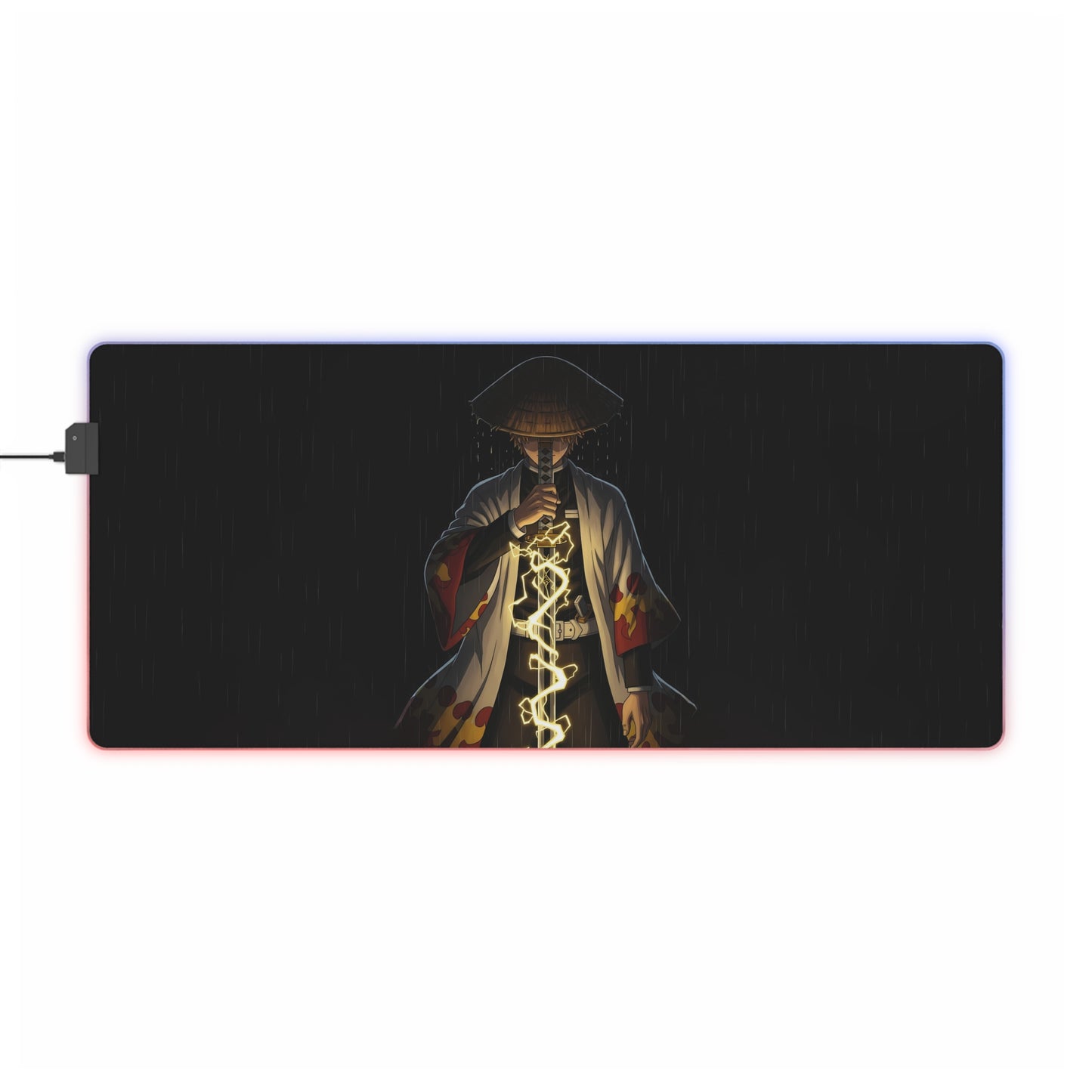 LED Gaming Mouse Pad — Samurai Lightning RGB Desk Mat