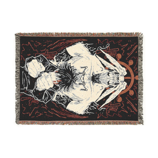 Woven Blanket — Dark Gothic Anatomical Skull Throw for Home Decor