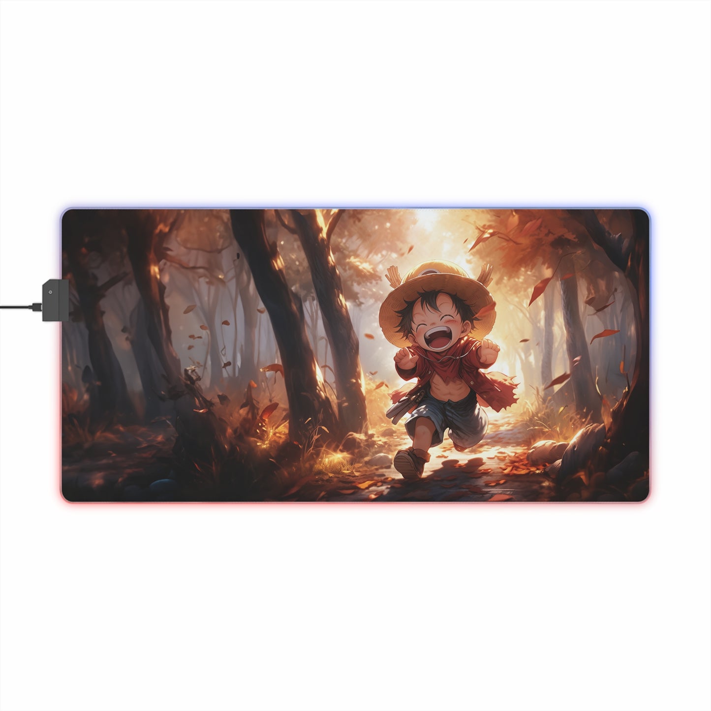 LED Gaming Mouse Pad — Anime Forest Luffy Design with RGB Lighting