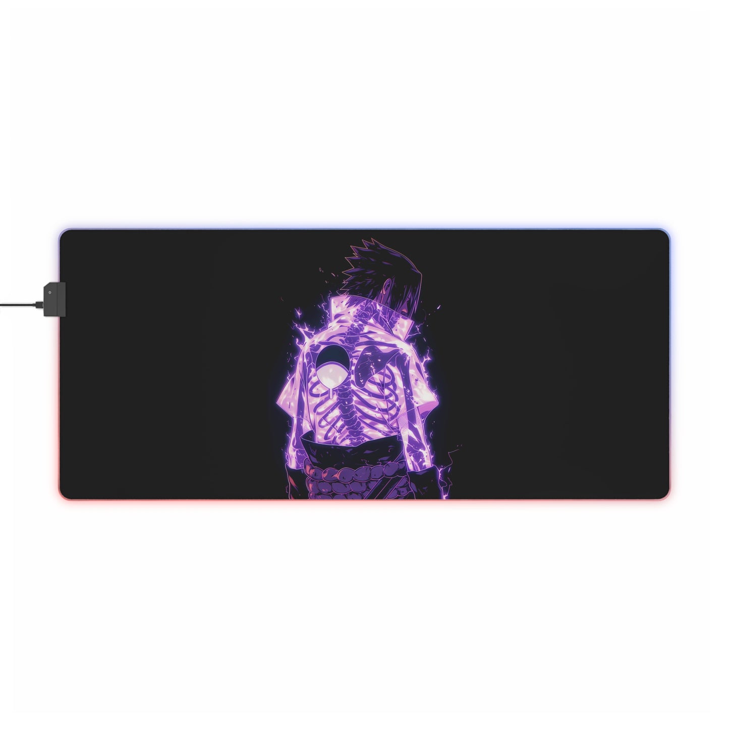 LED Gaming Mouse Pad — Neon Skeleton Warrior RGB Desk Mat for Gamers