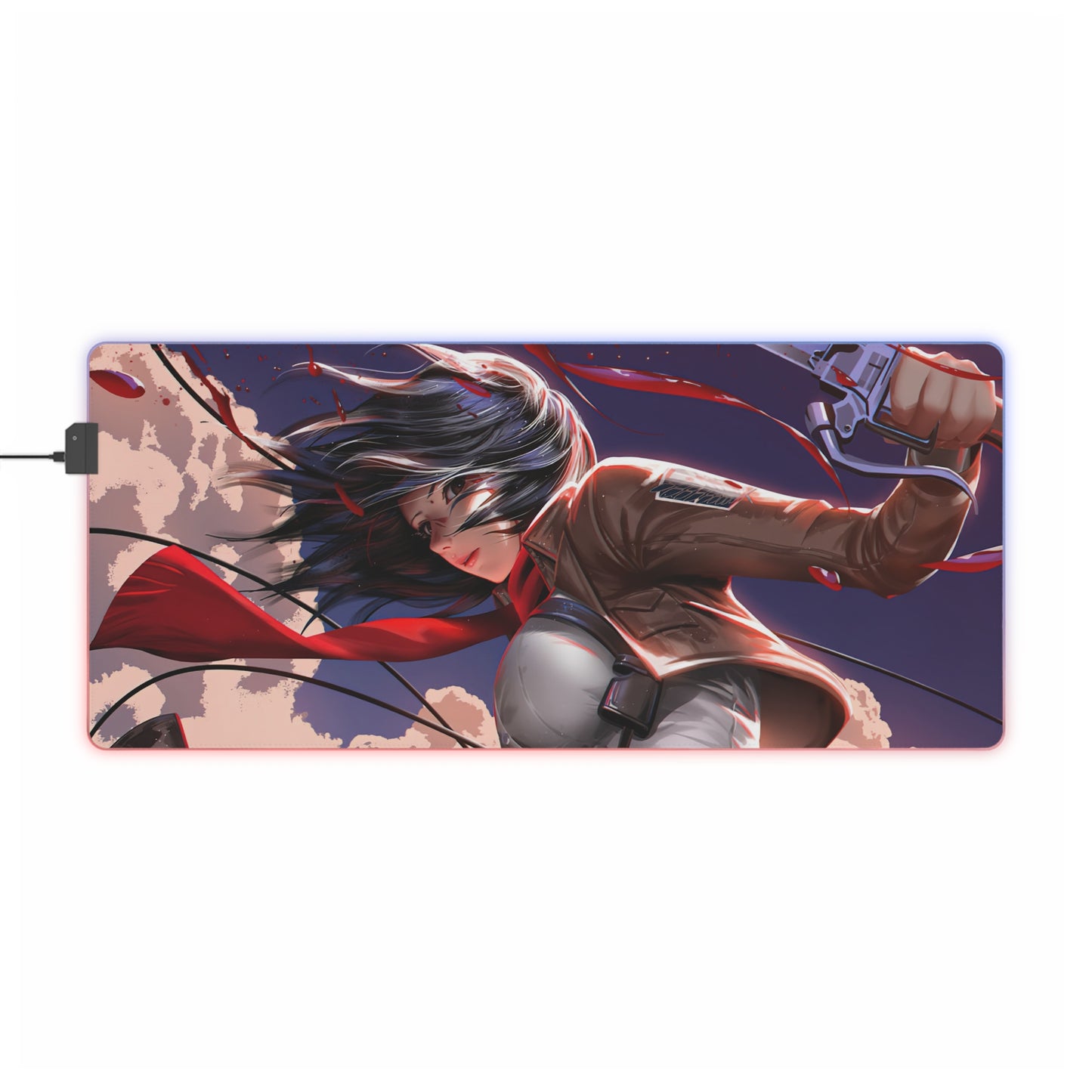 LED Gaming Mouse Pad — Anime Battle Scene RGB Desk Mat