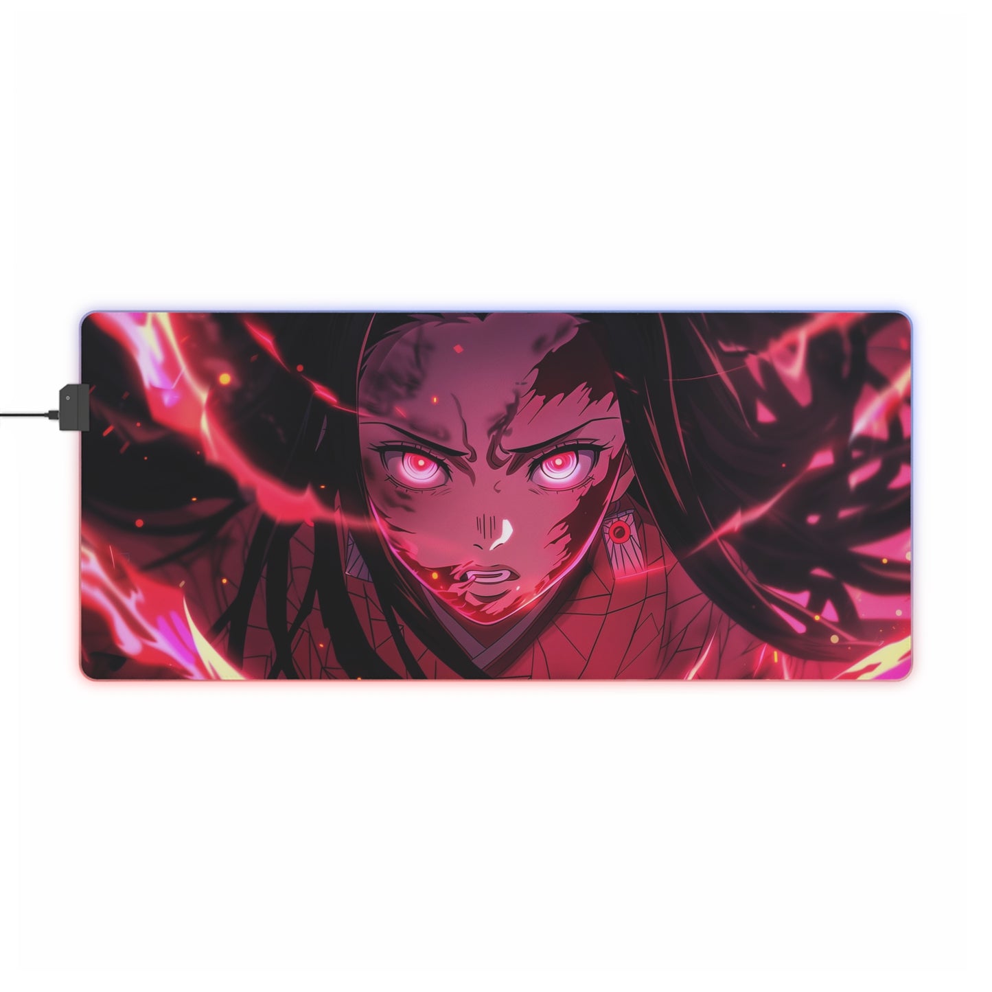LED Gaming Mouse Pad — Neon Demon Girl Anime RGB Desk Mat