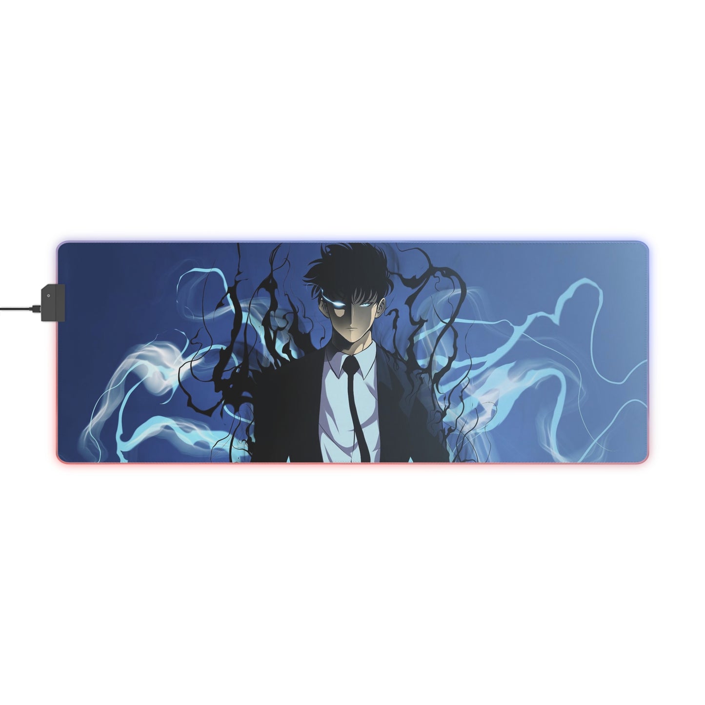 LED Gaming Mouse Pad — Dark Anime Spirit RGB Desk Mat