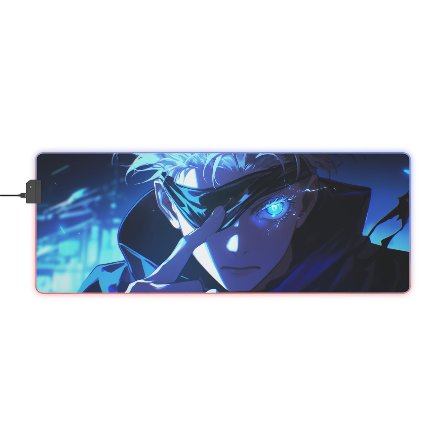 LED Gaming Mouse Pad — Neon Anime Eyes RGB Desk Mat for Gamers