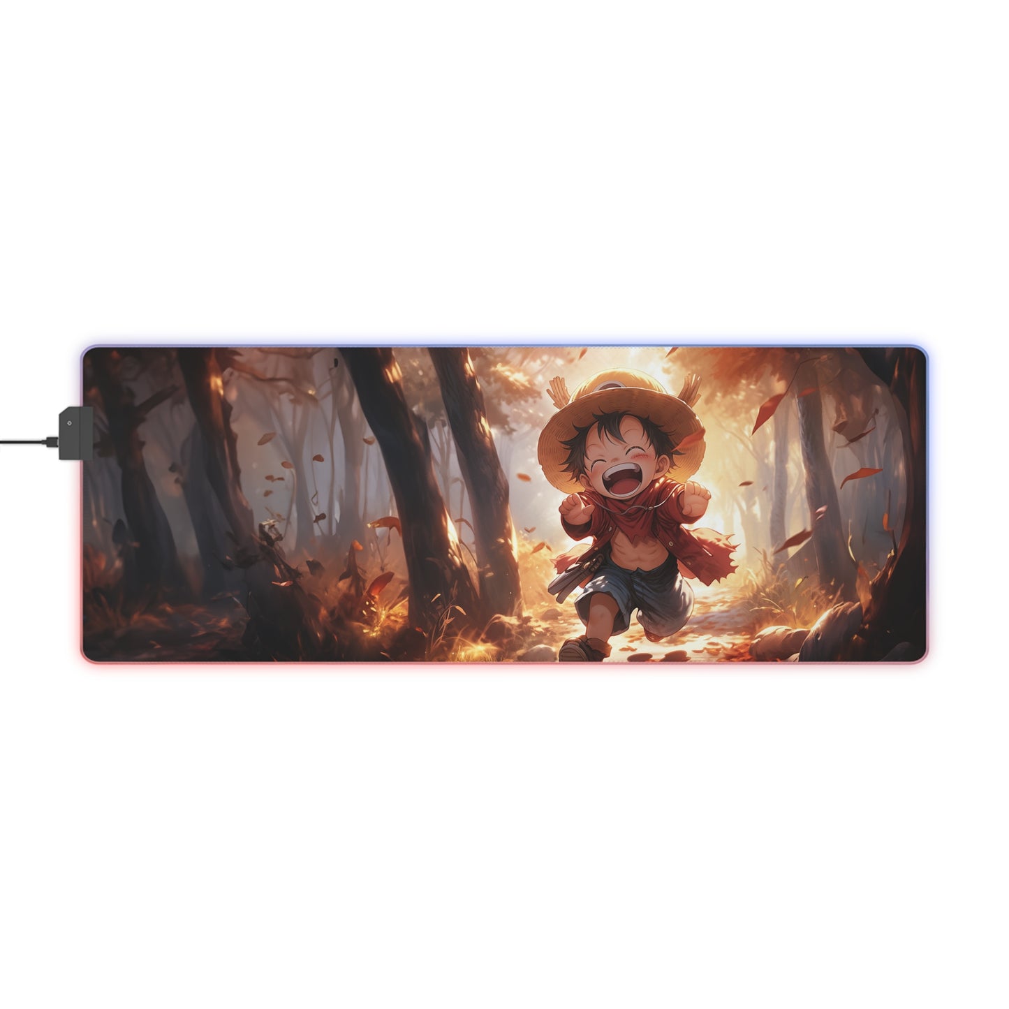 LED Gaming Mouse Pad — Anime Forest Luffy Design with RGB Lighting
