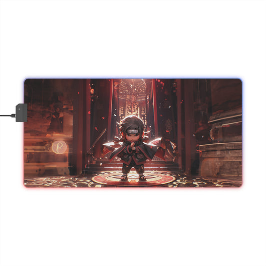 LED Gaming Mouse Pad — RGB Extended Desk Mat with Anime Chibi Ninja Design
