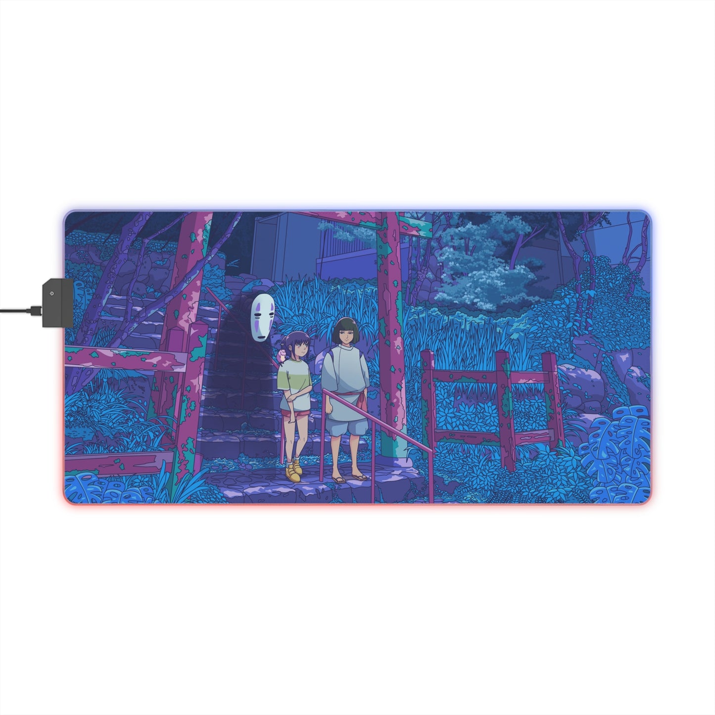 LED Gaming Mouse Pad — Night Forest Anime RGB Desk Mat