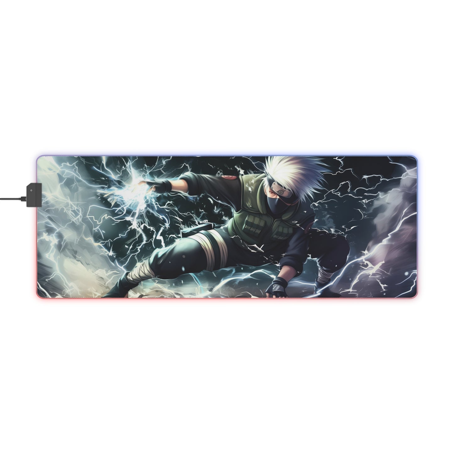 LED Gaming Mouse Pad — Anime Lightning Ninja RGB Desk Mat