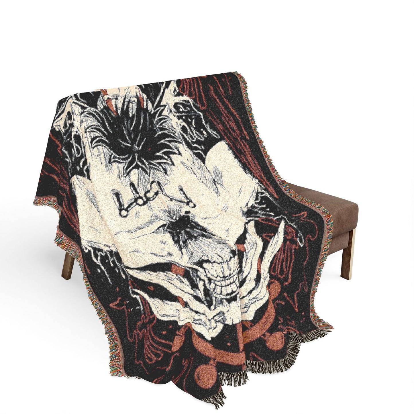 Woven Blanket — Dark Gothic Anatomical Skull Throw for Home Decor