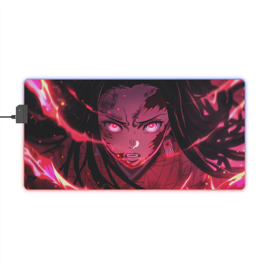 LED Gaming Mouse Pad — Neon Demon Girl Anime RGB Desk Mat