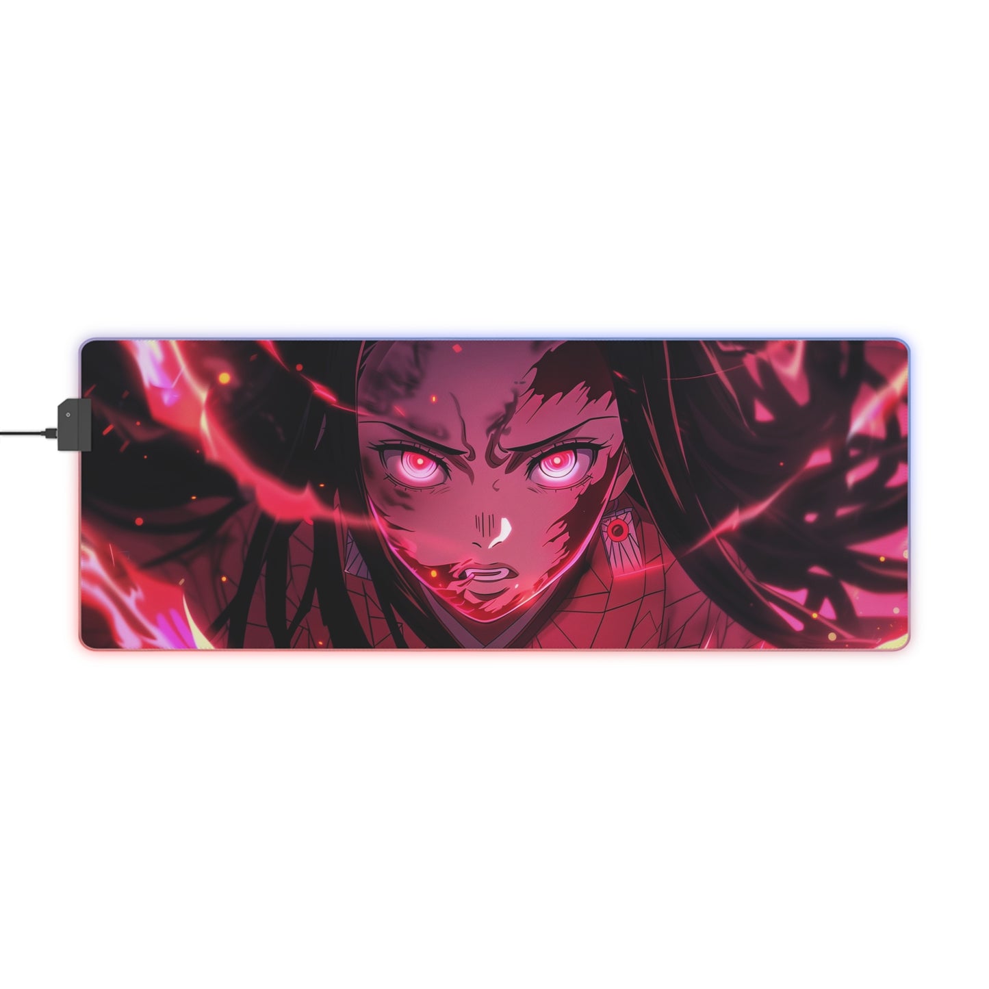 LED Gaming Mouse Pad — Neon Demon Girl Anime RGB Desk Mat