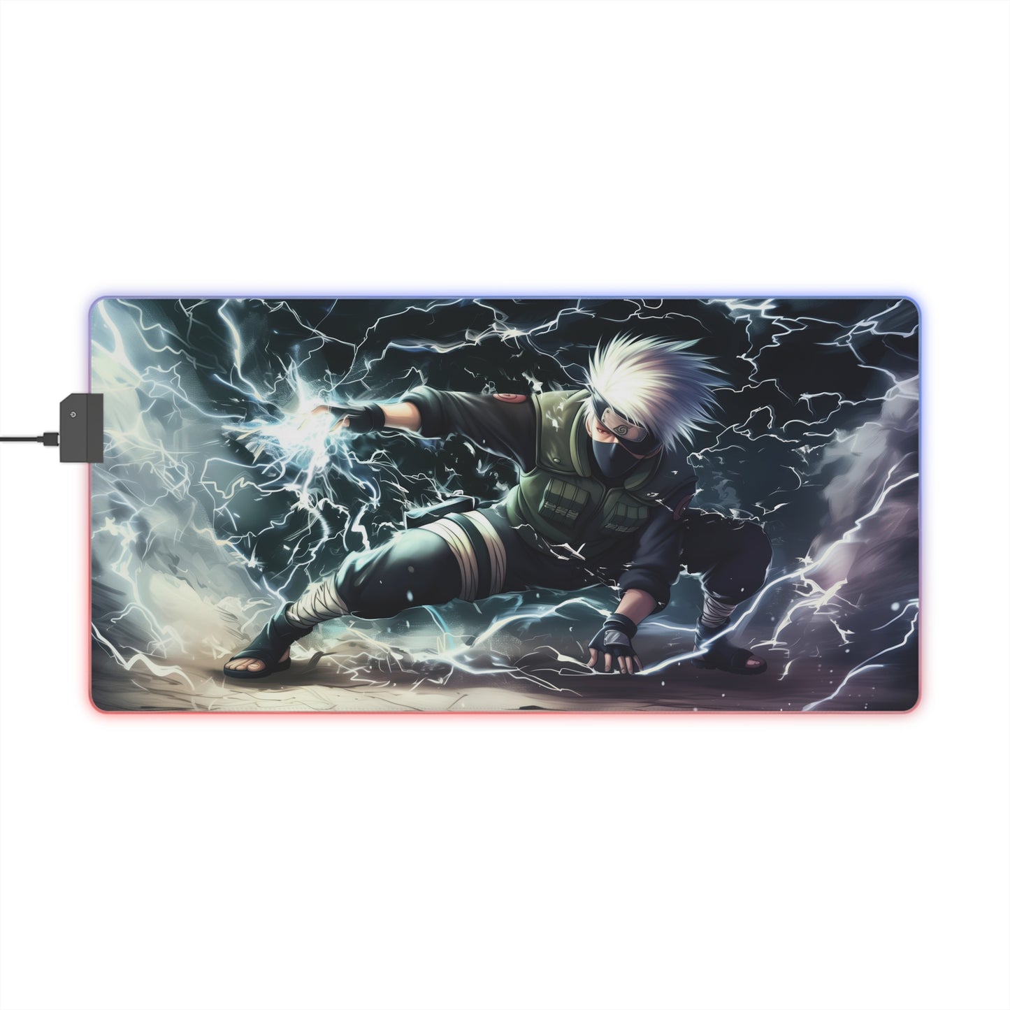 LED Gaming Mouse Pad — Anime Lightning Ninja RGB Desk Mat