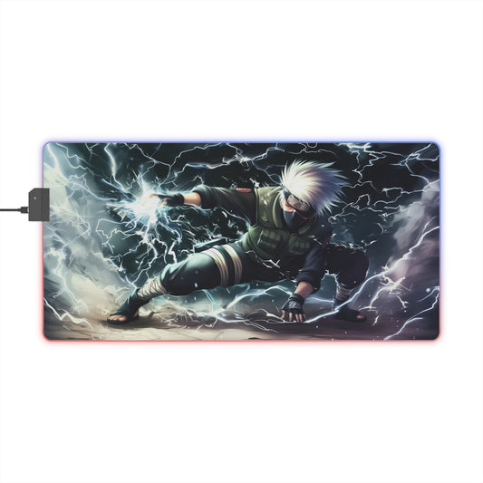 LED Gaming Mouse Pad — Anime Lightning Ninja RGB Desk Mat