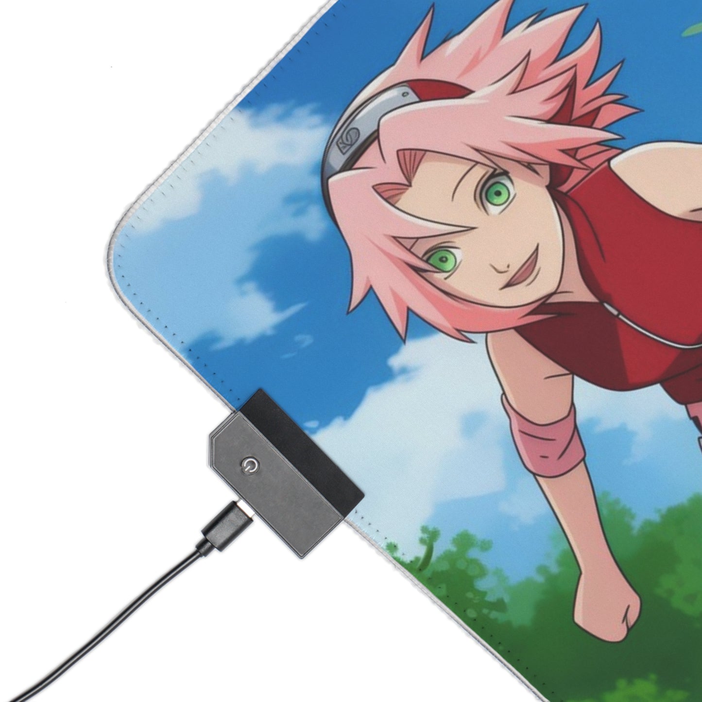 LED Gaming Mouse Pad — Naruto Team 7 RGB Desk Mat (Naruto, Sakura, Sasuke)