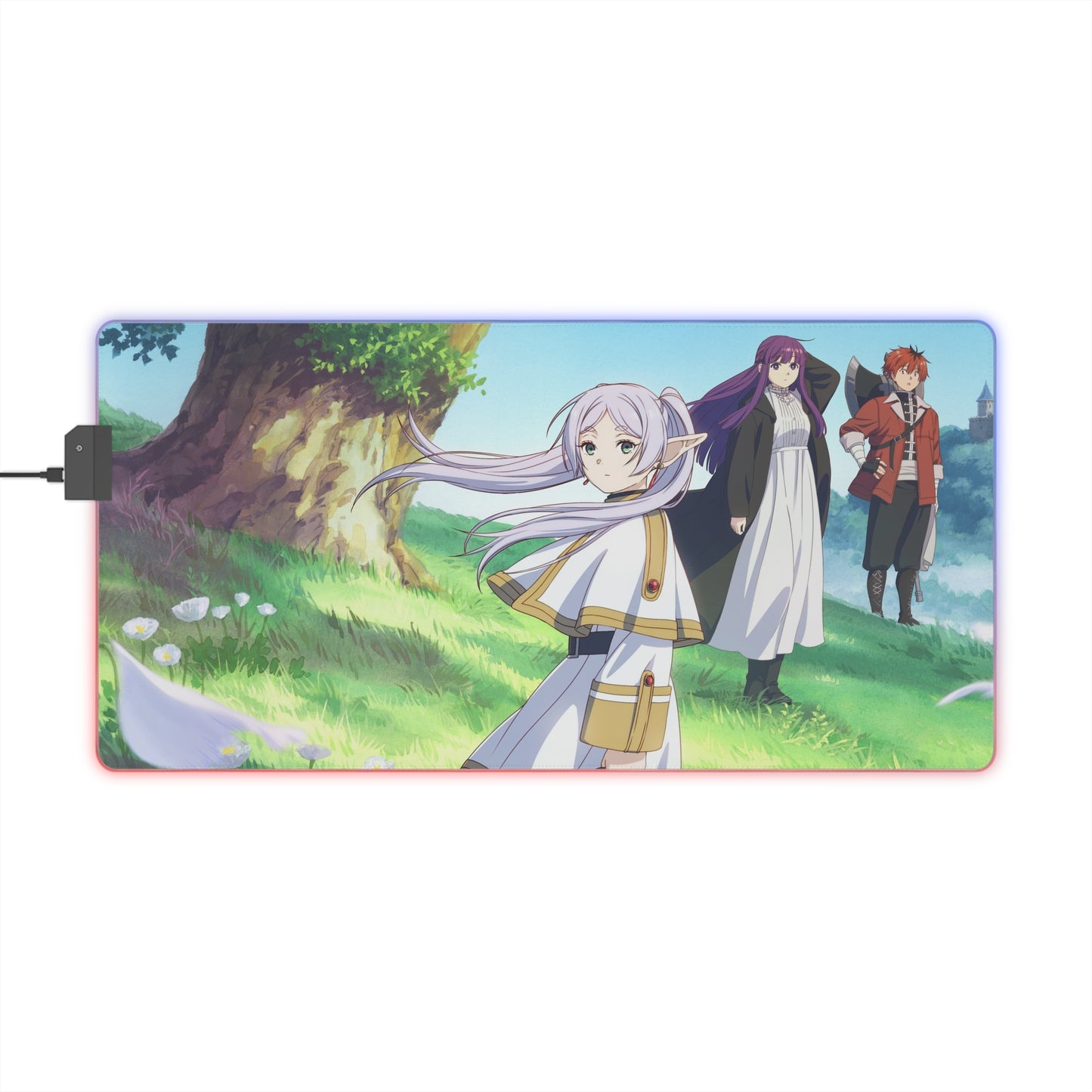 Anime LED Gaming Mouse Pad — Scenic Fantasy Character Desk Mat with RGB Edge Lighting