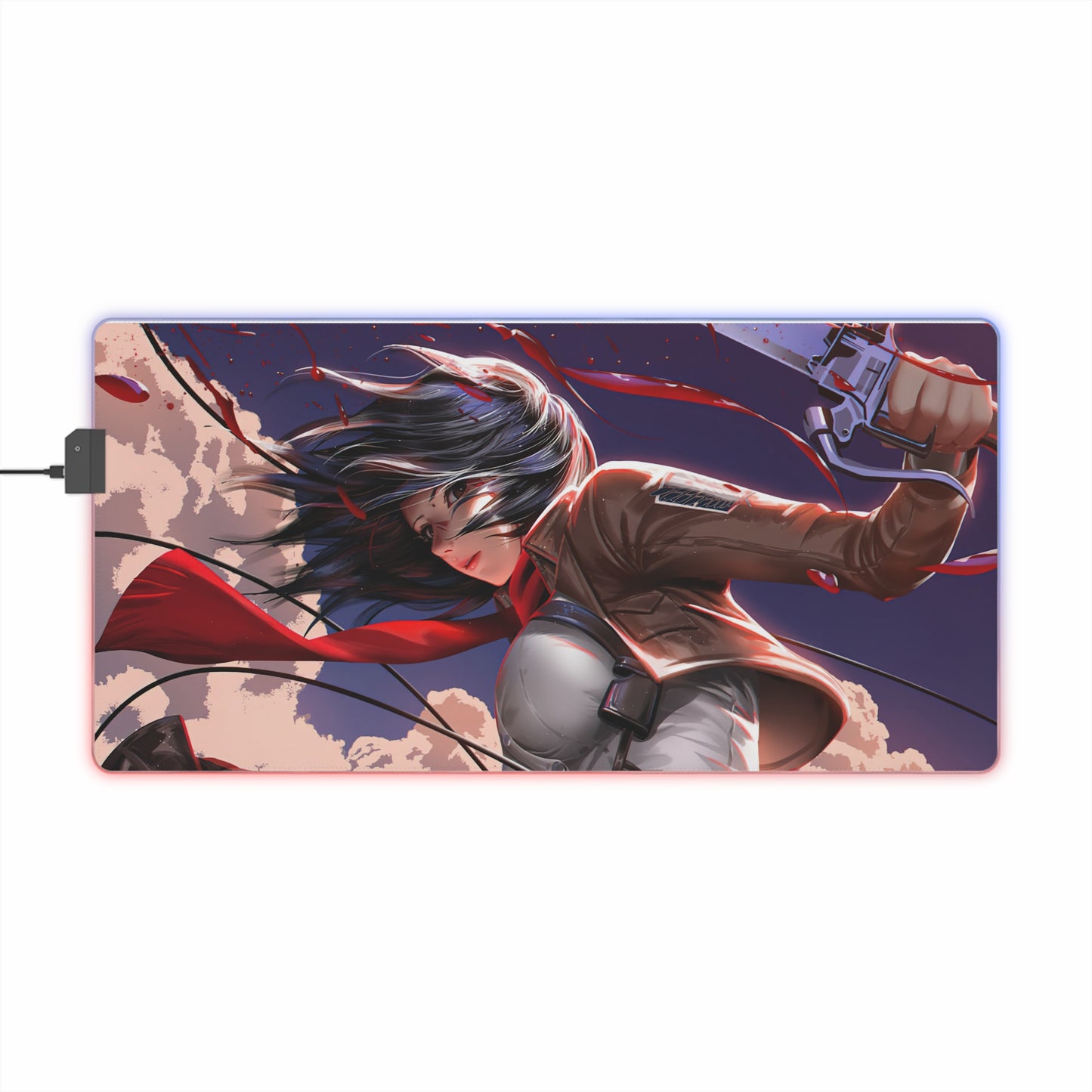 LED Gaming Mouse Pad — Anime Battle Scene RGB Desk Mat