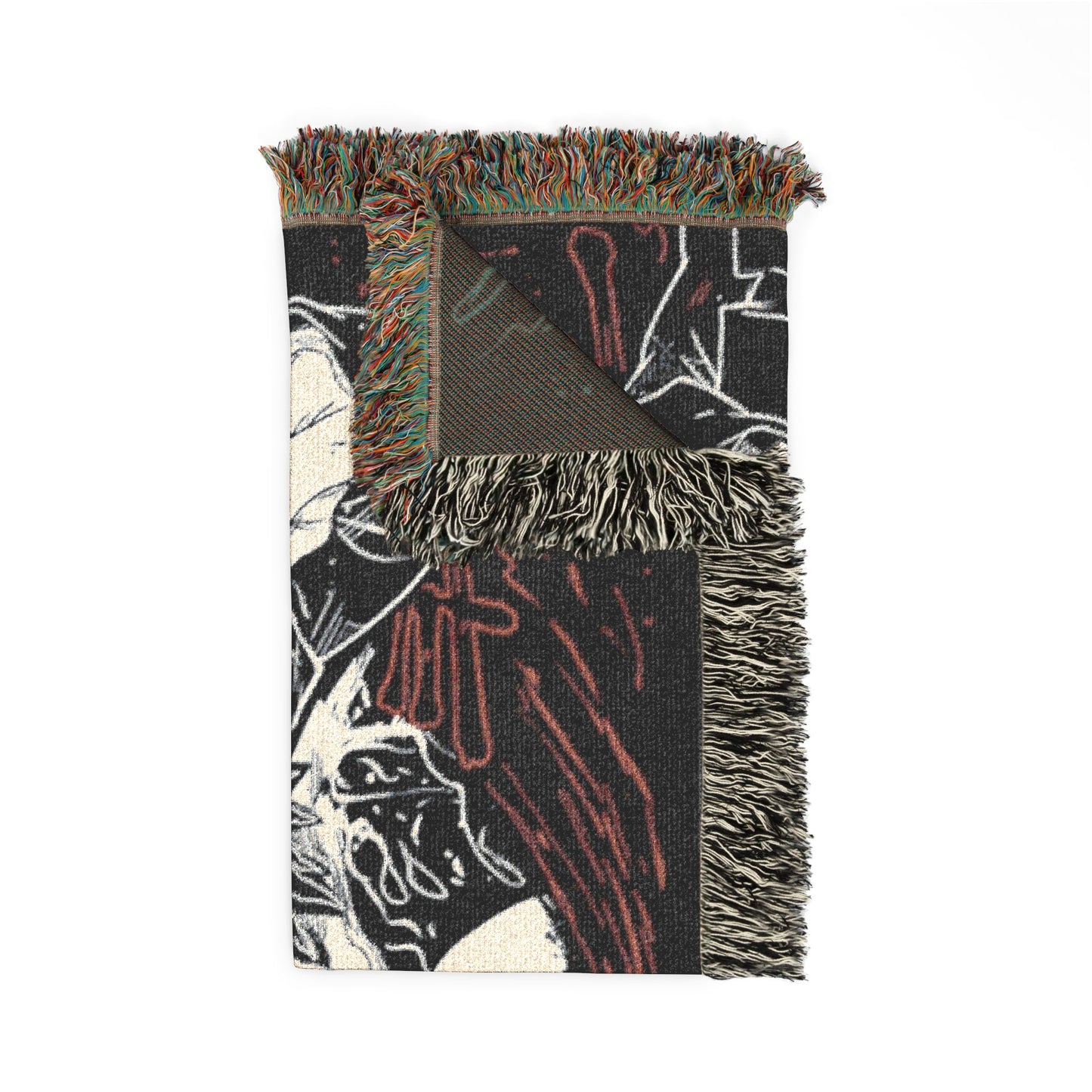 Woven Blanket — Dark Gothic Anatomical Skull Throw for Home Decor