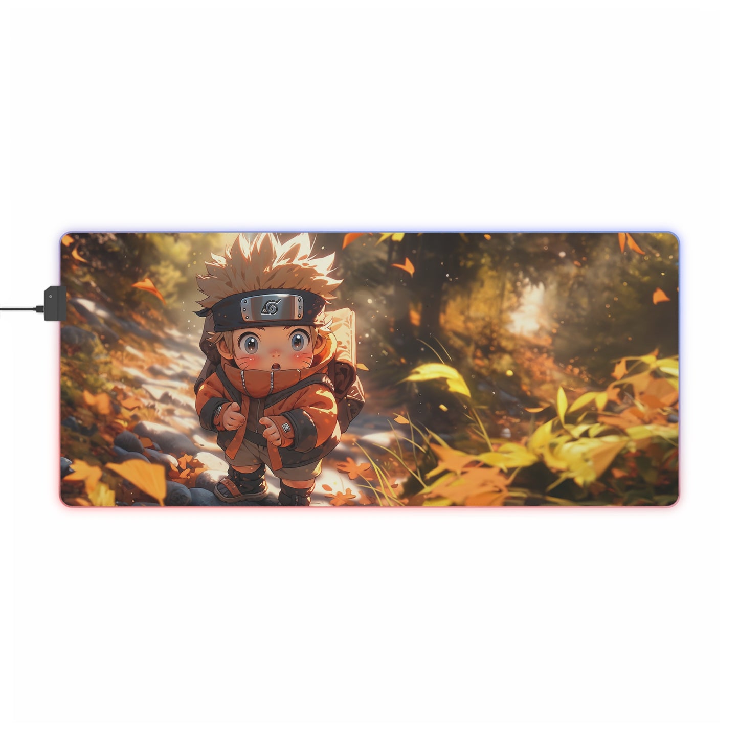 LED Gaming Mouse Pad — Cute Anime Naruto Autumn RGB Desk Mat