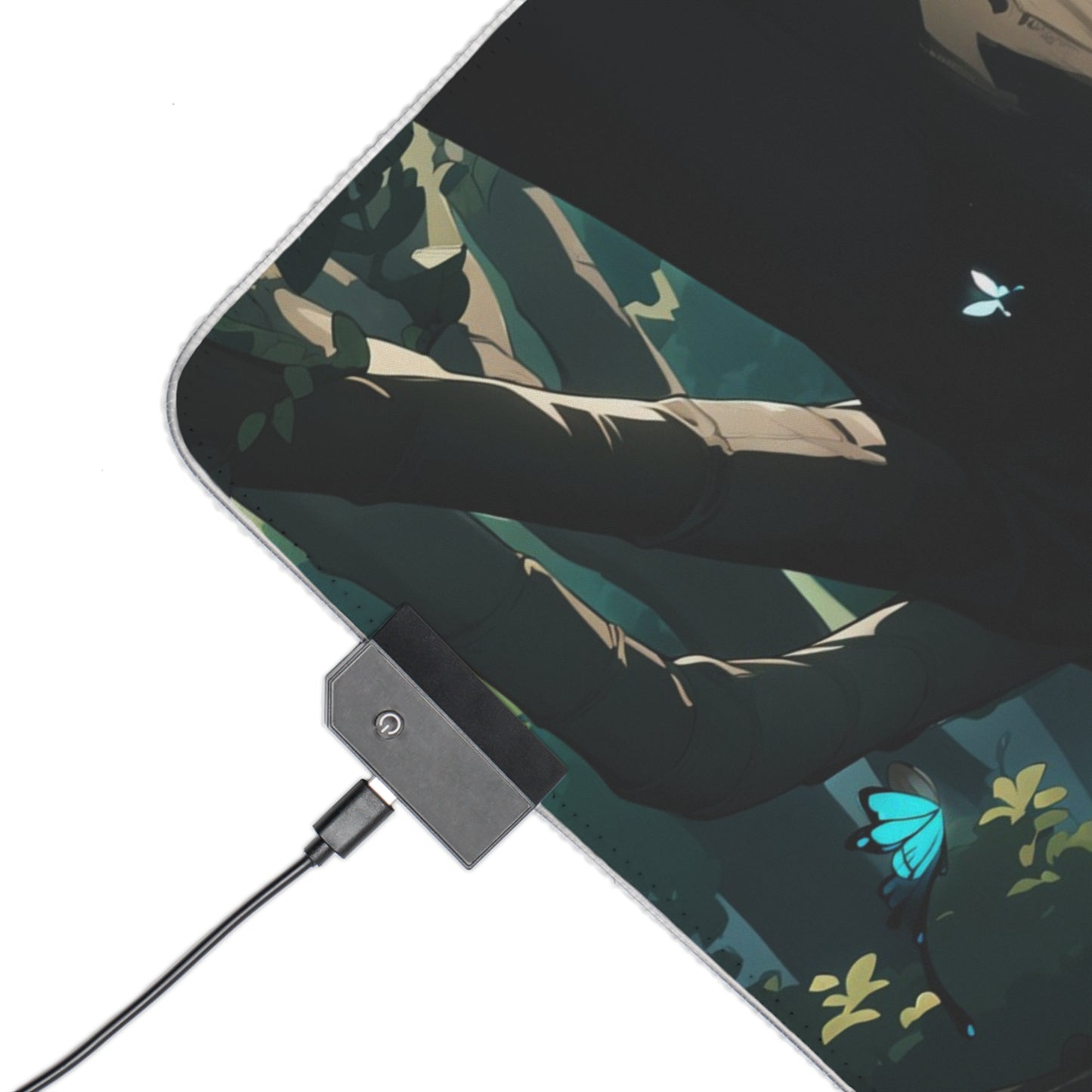 LED Gaming Mouse Pad — Enchanted Forest Anime Girl RGB Desk Mat