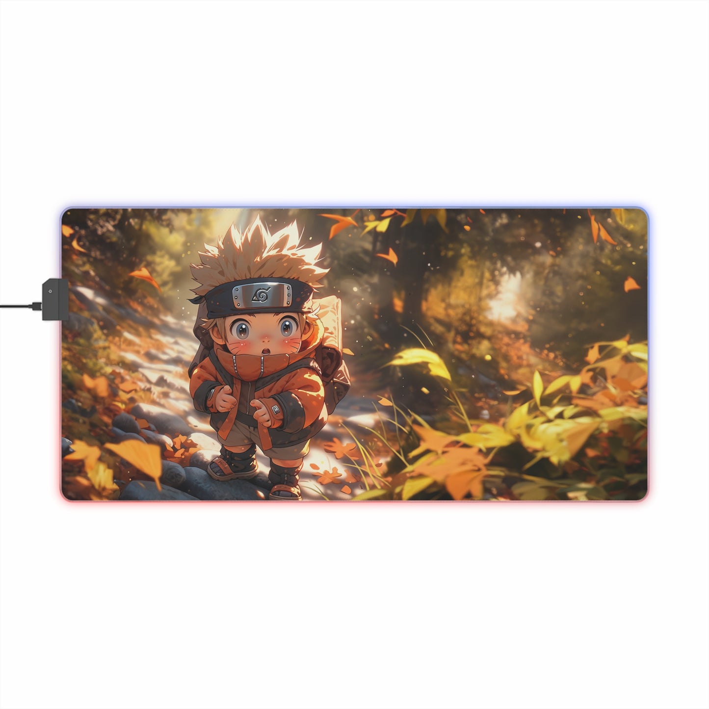 LED Gaming Mouse Pad — Cute Anime Naruto Autumn RGB Desk Mat