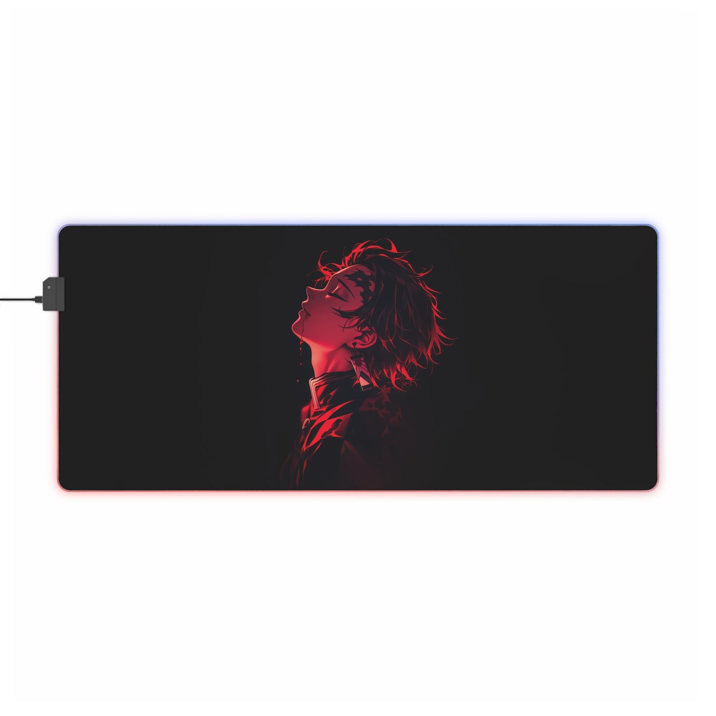 LED Gaming Mouse Pad — Red Anime Profile RGB Desk Mat