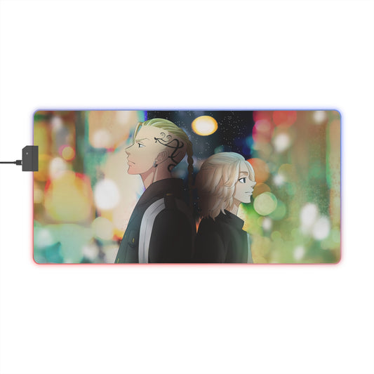 LED Gaming Mouse Pad — Neon City Anime Duo RGB Desk Mat