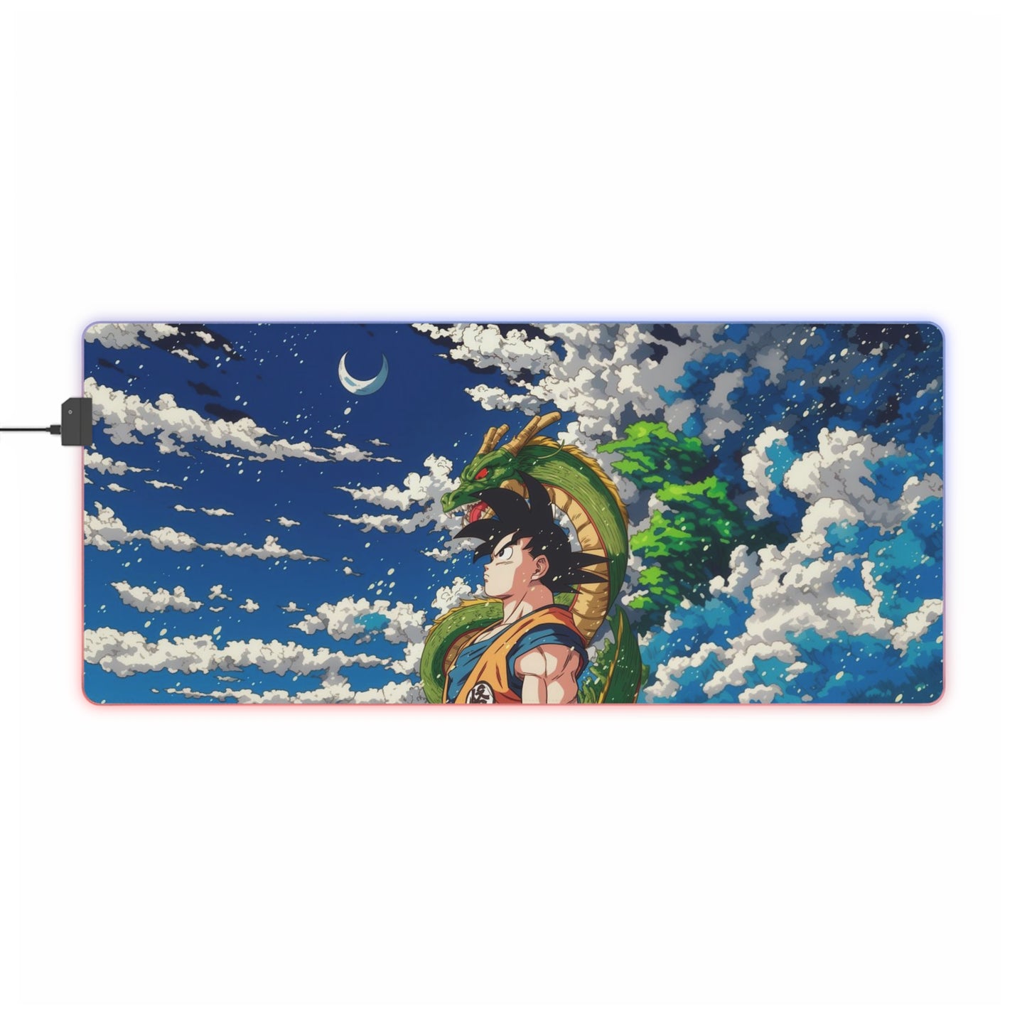 LED Gaming Mouse Pad — Anime Goku & Shenron Night Sky RGB Desk Mat