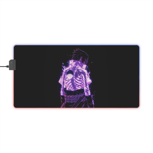 LED Gaming Mouse Pad — Neon Skeleton Warrior RGB Desk Mat for Gamers