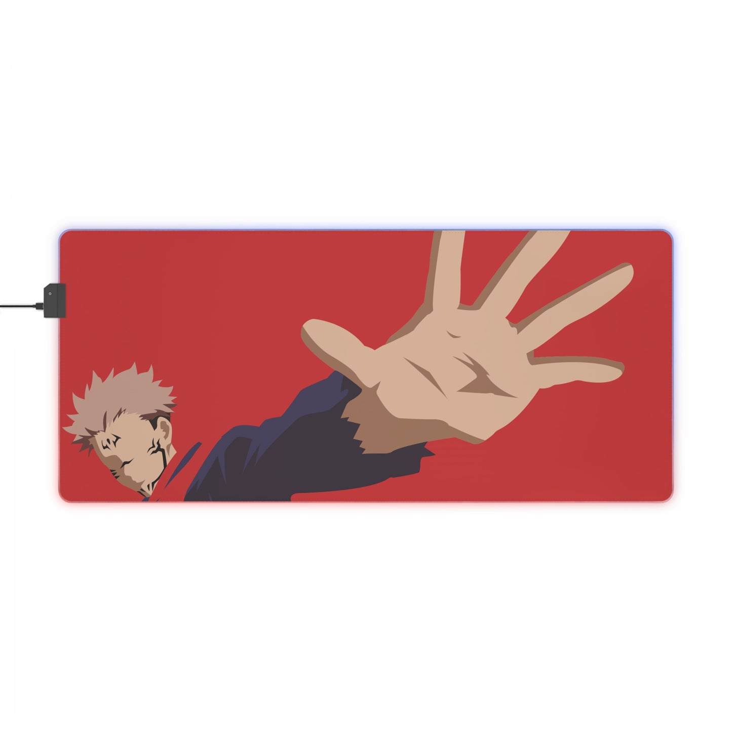 LED Gaming Mouse Pad — Dynamic Red Anime Throwing Hand Design, RGB Edge Lighting