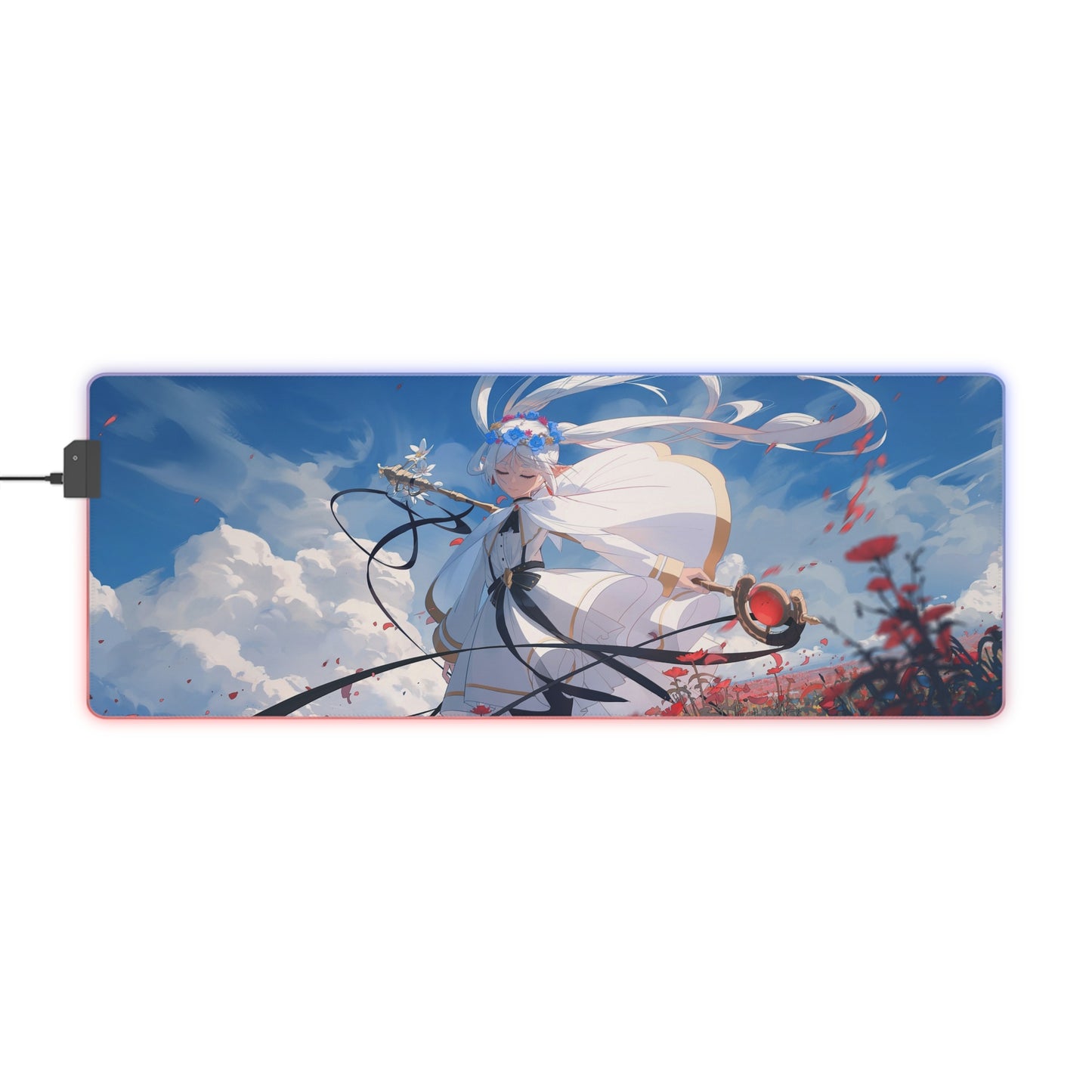 Anime LED Gaming Mouse Pad – Celestial Warrior RGB Desk Mat