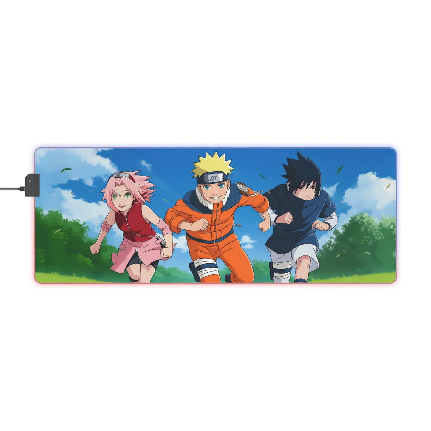 LED Gaming Mouse Pad — Naruto Team 7 RGB Desk Mat (Naruto, Sakura, Sasuke)
