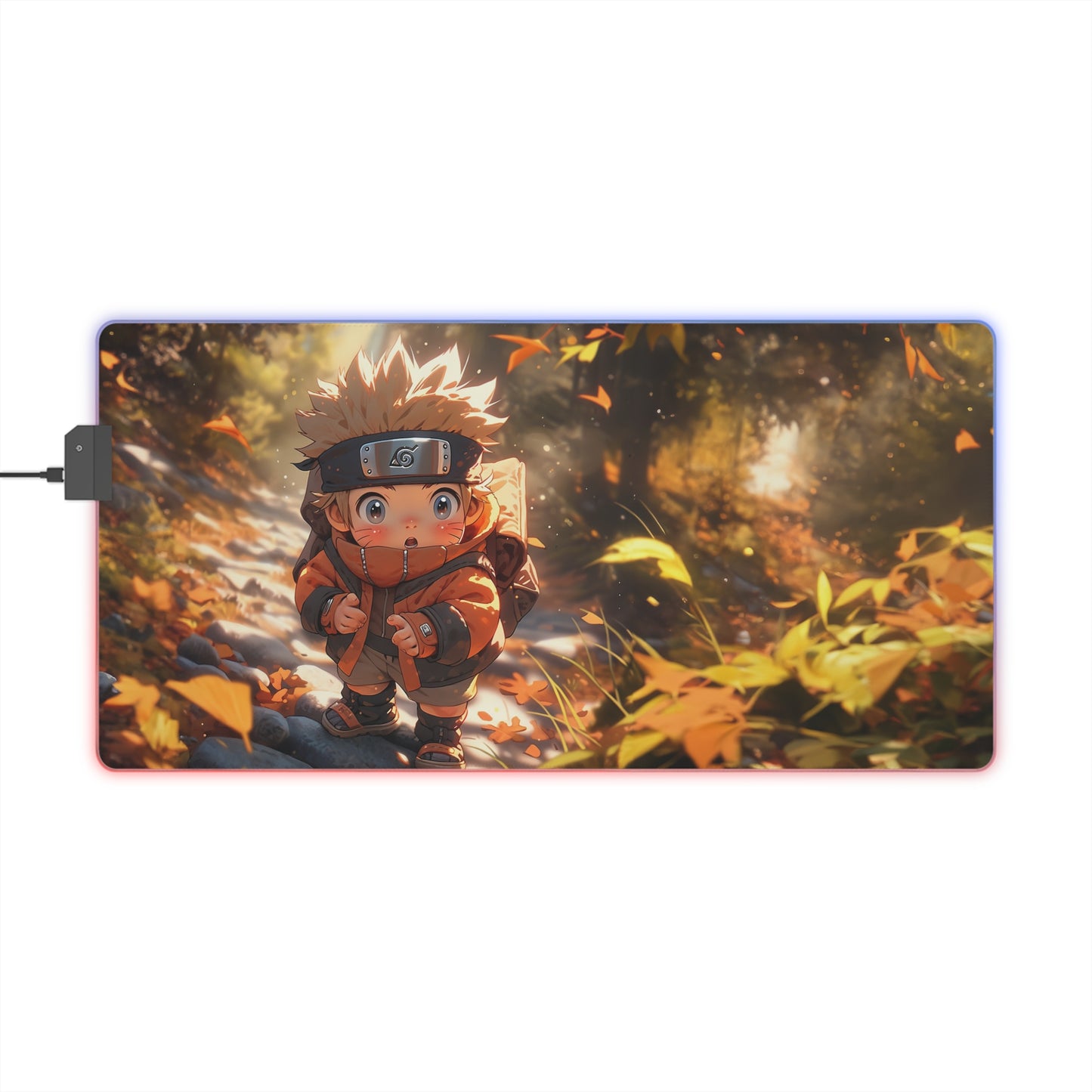 LED Gaming Mouse Pad — Cute Anime Naruto Autumn RGB Desk Mat
