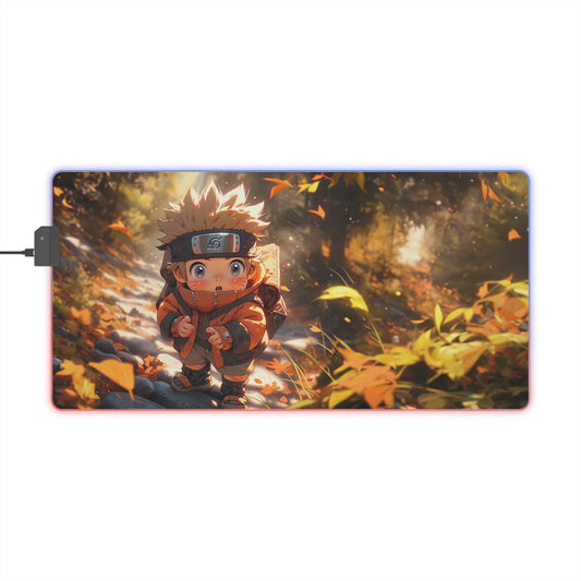 LED Gaming Mouse Pad — Cute Anime Naruto Autumn RGB Desk Mat