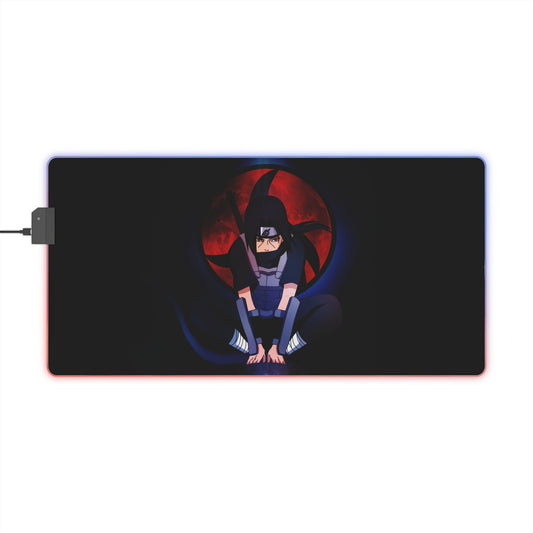 LED Gaming Mouse Pad — Itachi Uchiha Sharingan Design, RGB Extended Desk Mat for Gamers