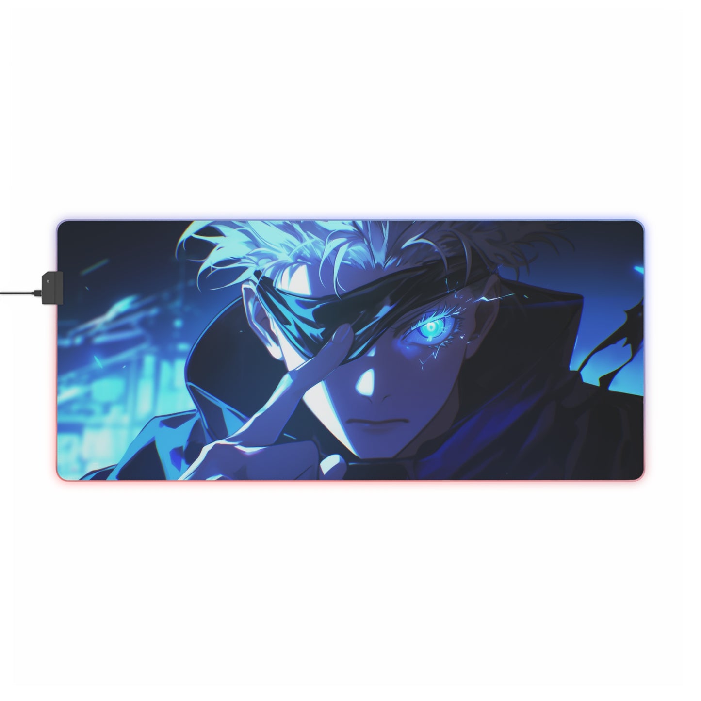 LED Gaming Mouse Pad — Neon Anime Eyes RGB Desk Mat for Gamers