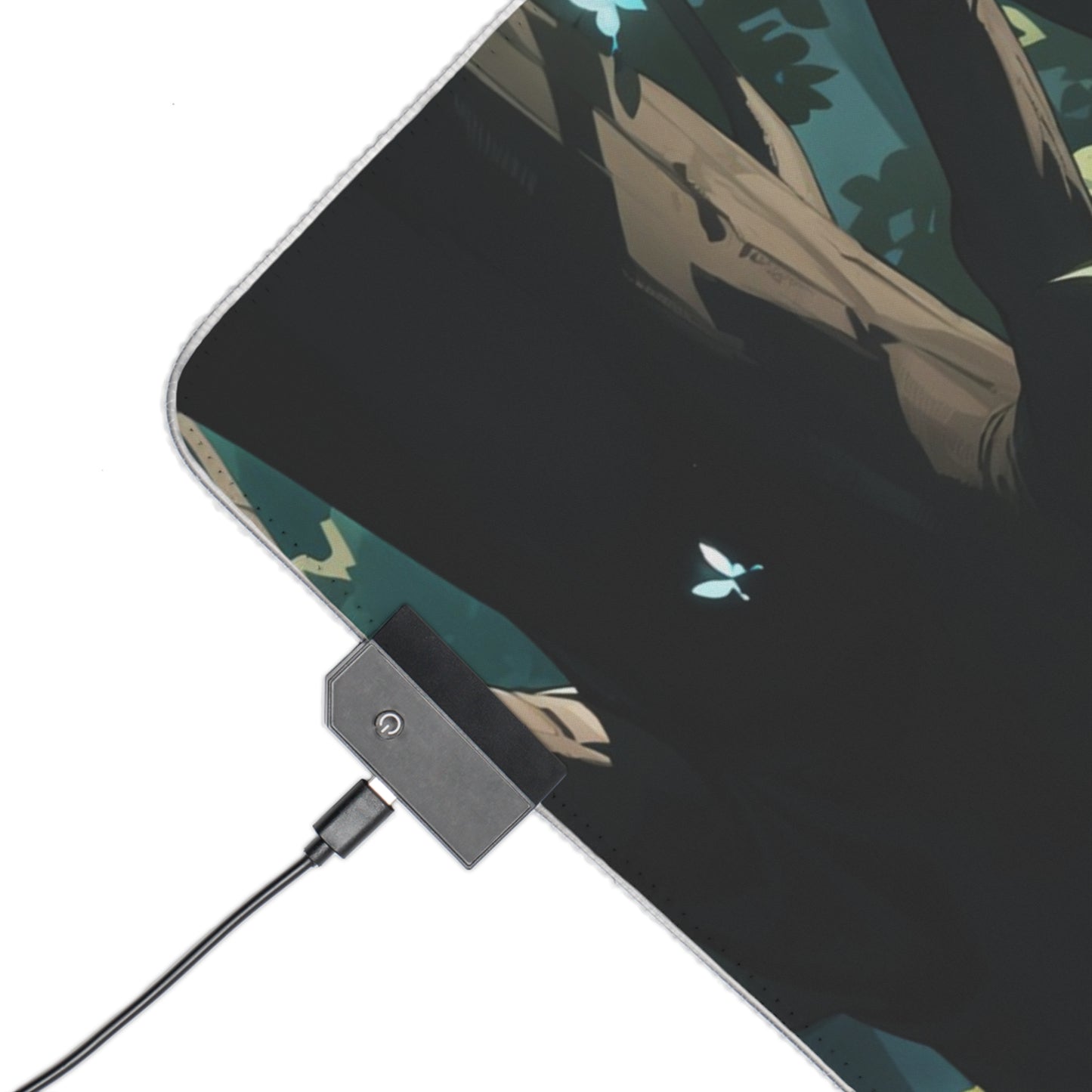LED Gaming Mouse Pad — Enchanted Forest Anime Girl RGB Desk Mat