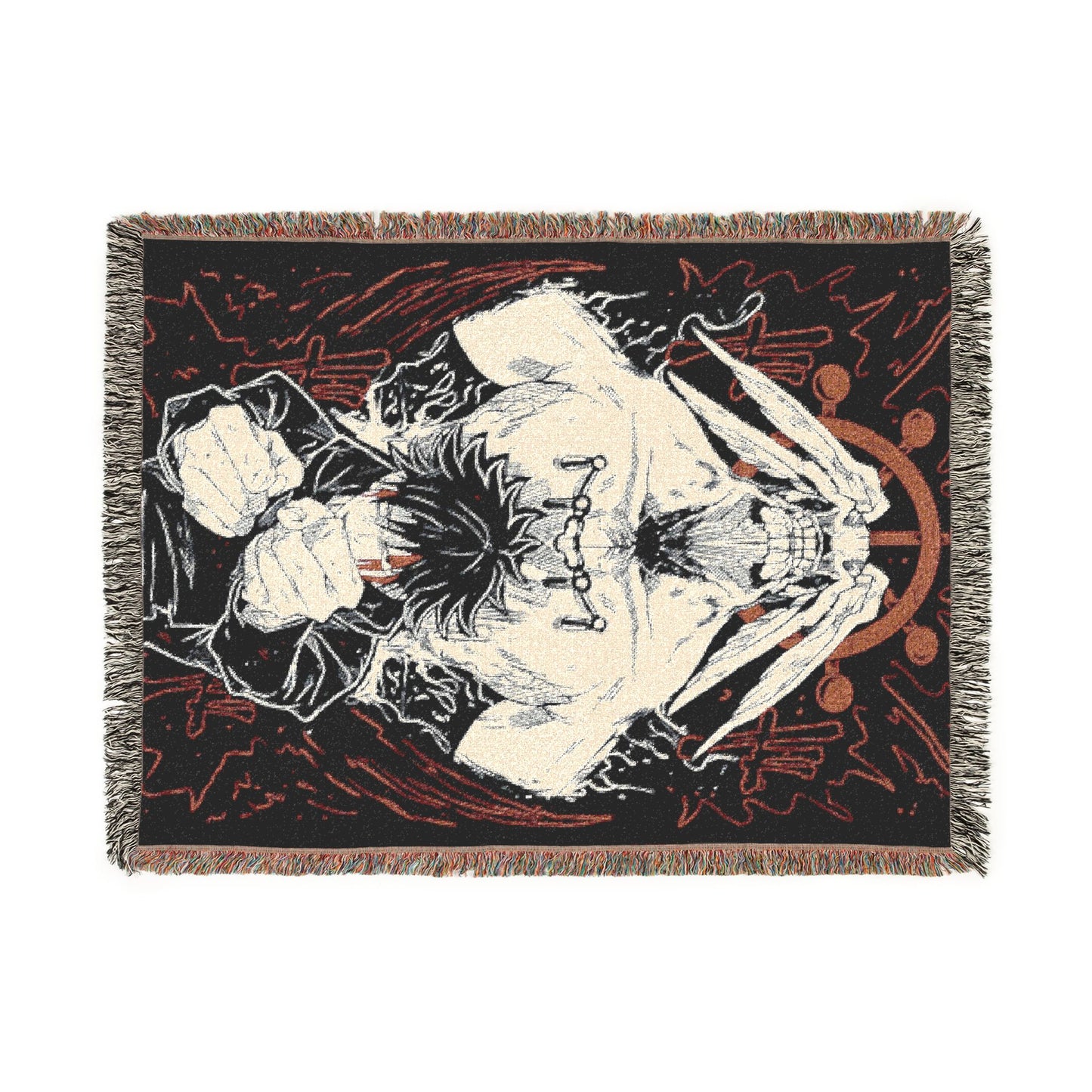 Woven Blanket — Dark Gothic Anatomical Skull Throw for Home Decor