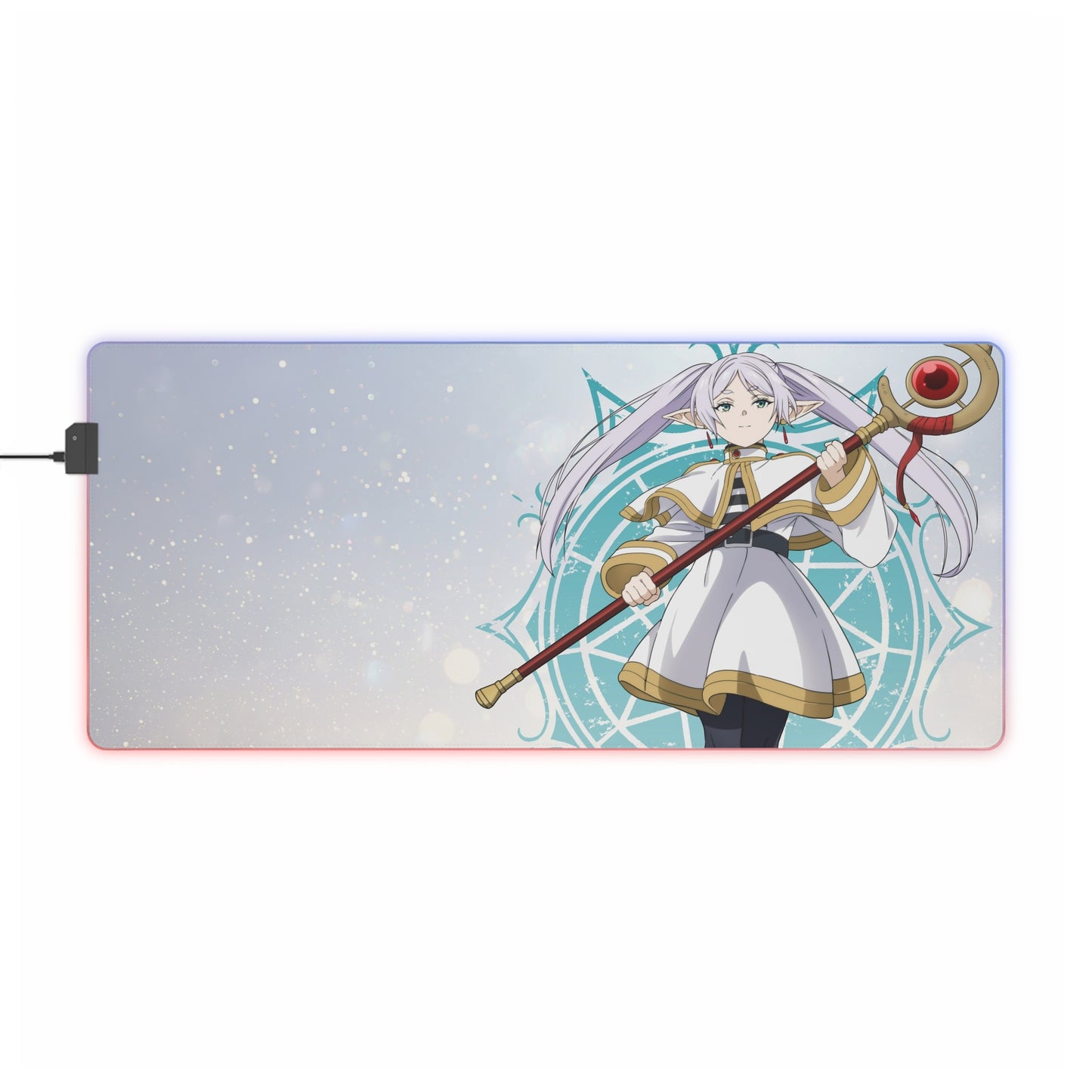 Anime Mage LED Gaming Mouse Pad — RGB Extended Desk Mat with Sorceress Design