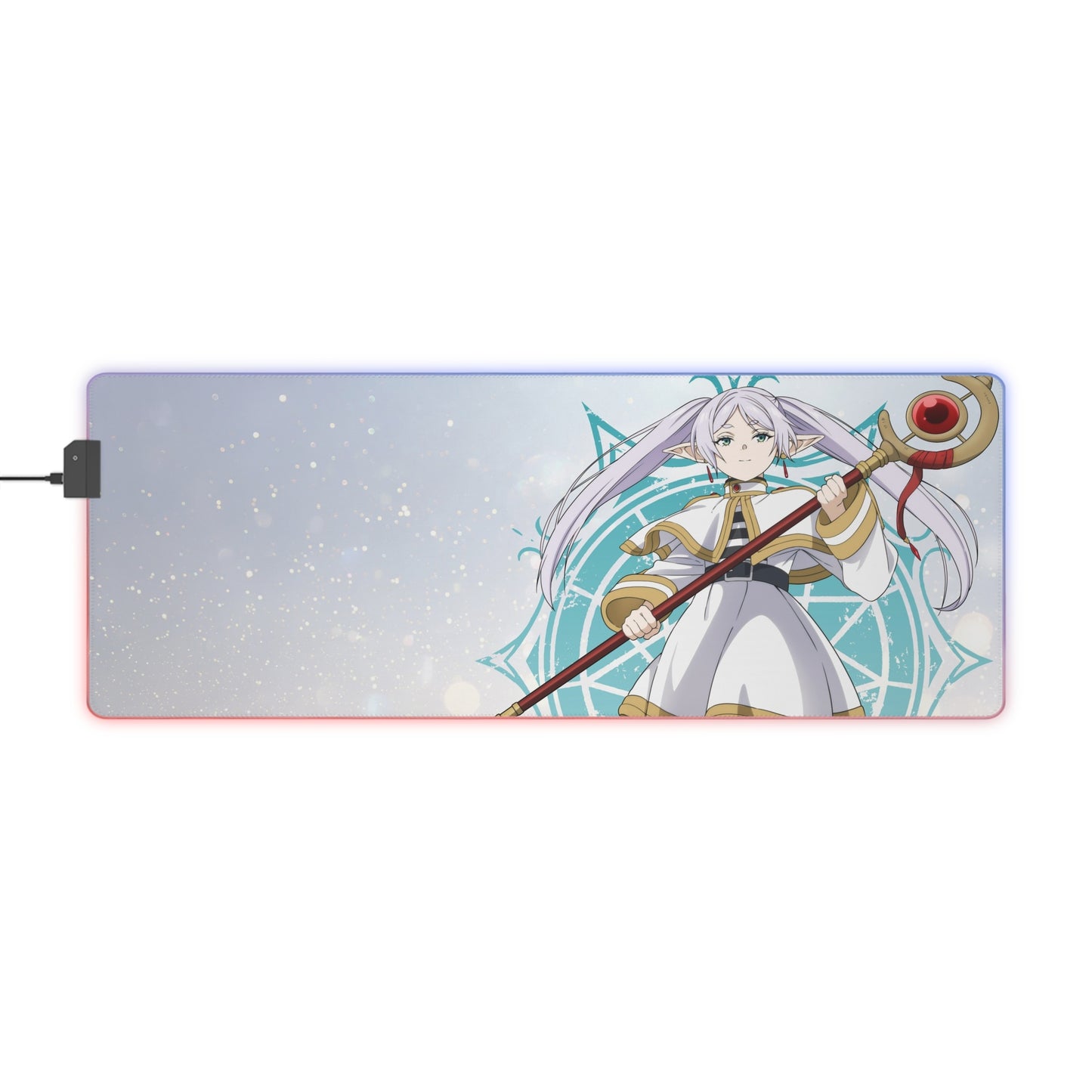 Anime Mage LED Gaming Mouse Pad — RGB Extended Desk Mat with Sorceress Design