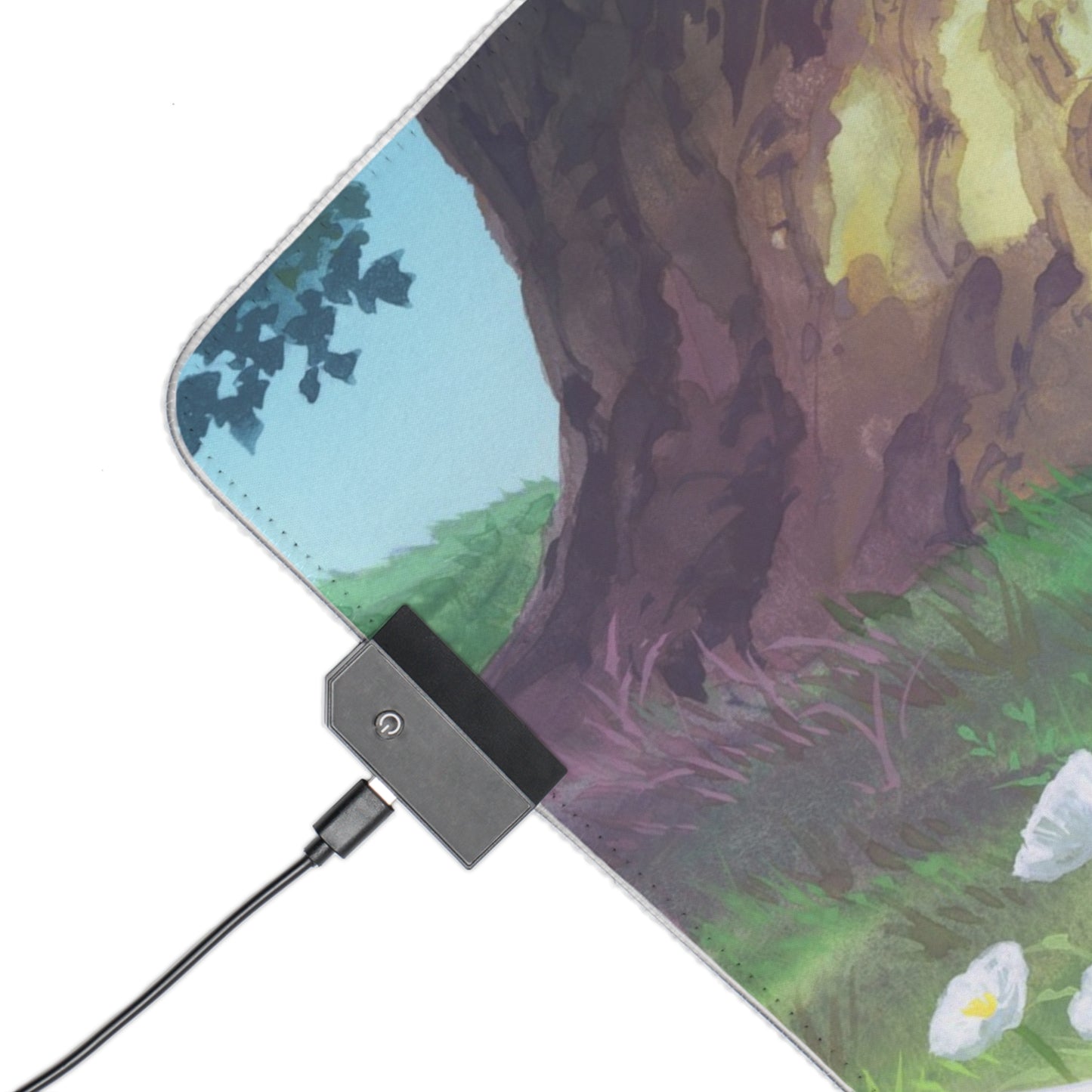 Anime LED Gaming Mouse Pad — Scenic Fantasy Character Desk Mat with RGB Edge Lighting