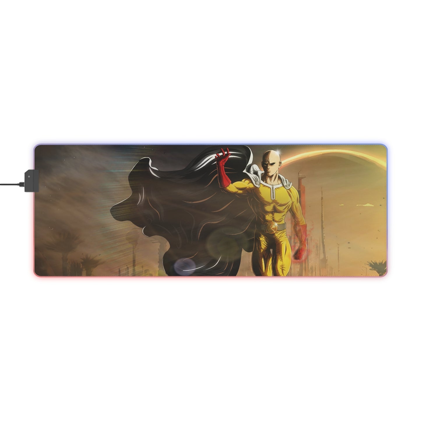 LED Gaming Mouse Pad — One Punch Man Scenic RGB Desk Mat