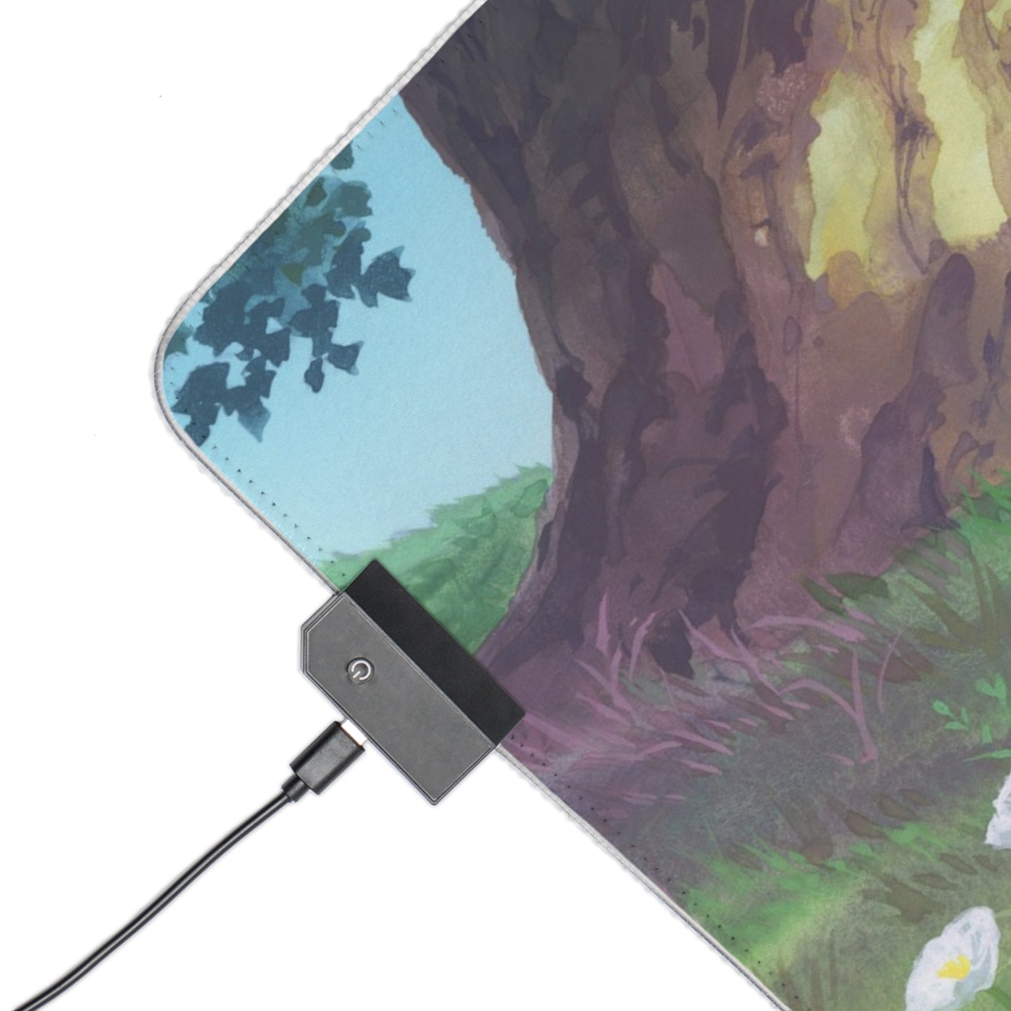 Anime LED Gaming Mouse Pad — Scenic Fantasy Character Desk Mat with RGB Edge Lighting