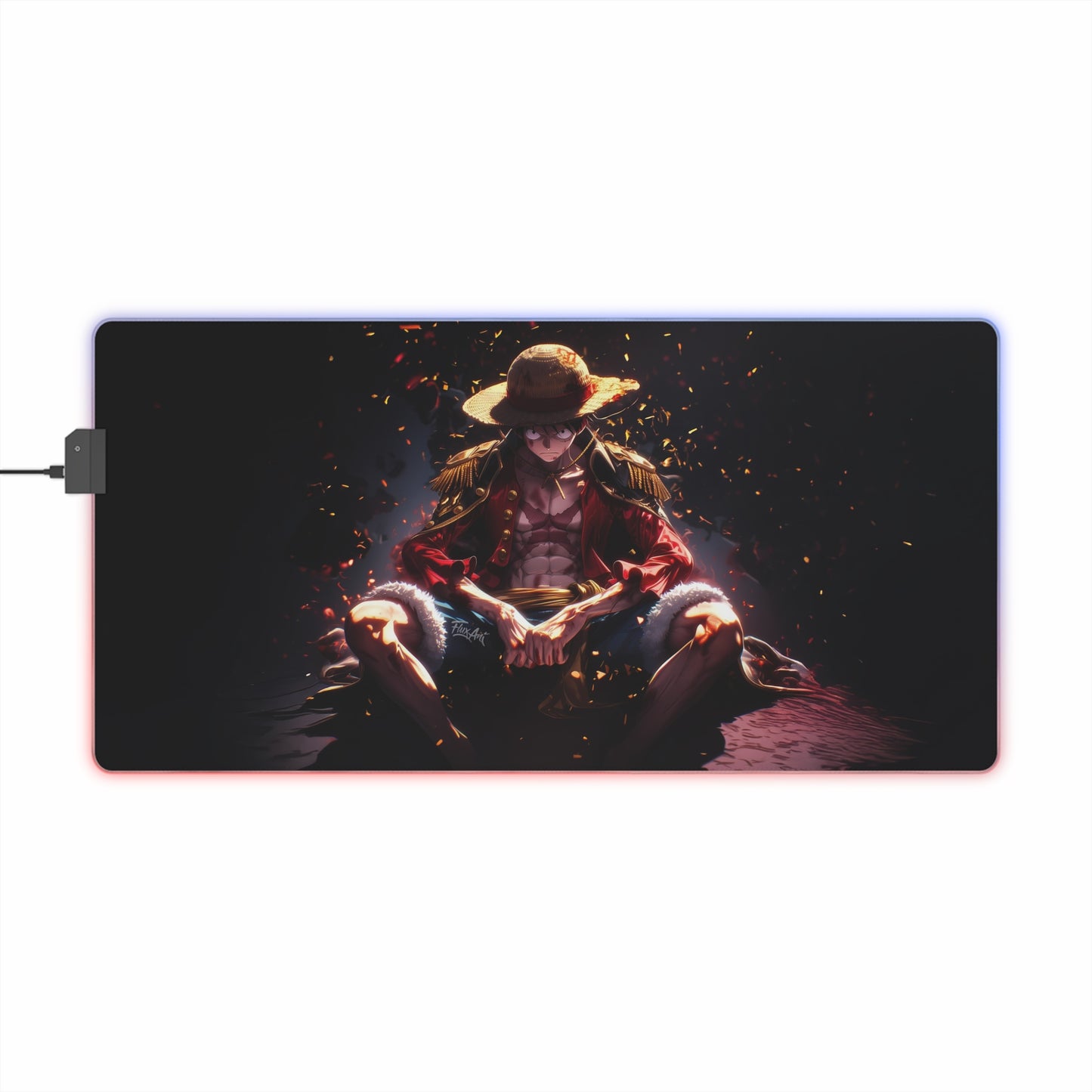 LED Gaming Mouse Pad — Anime Straw Hat Warrior RGB Desk Mat