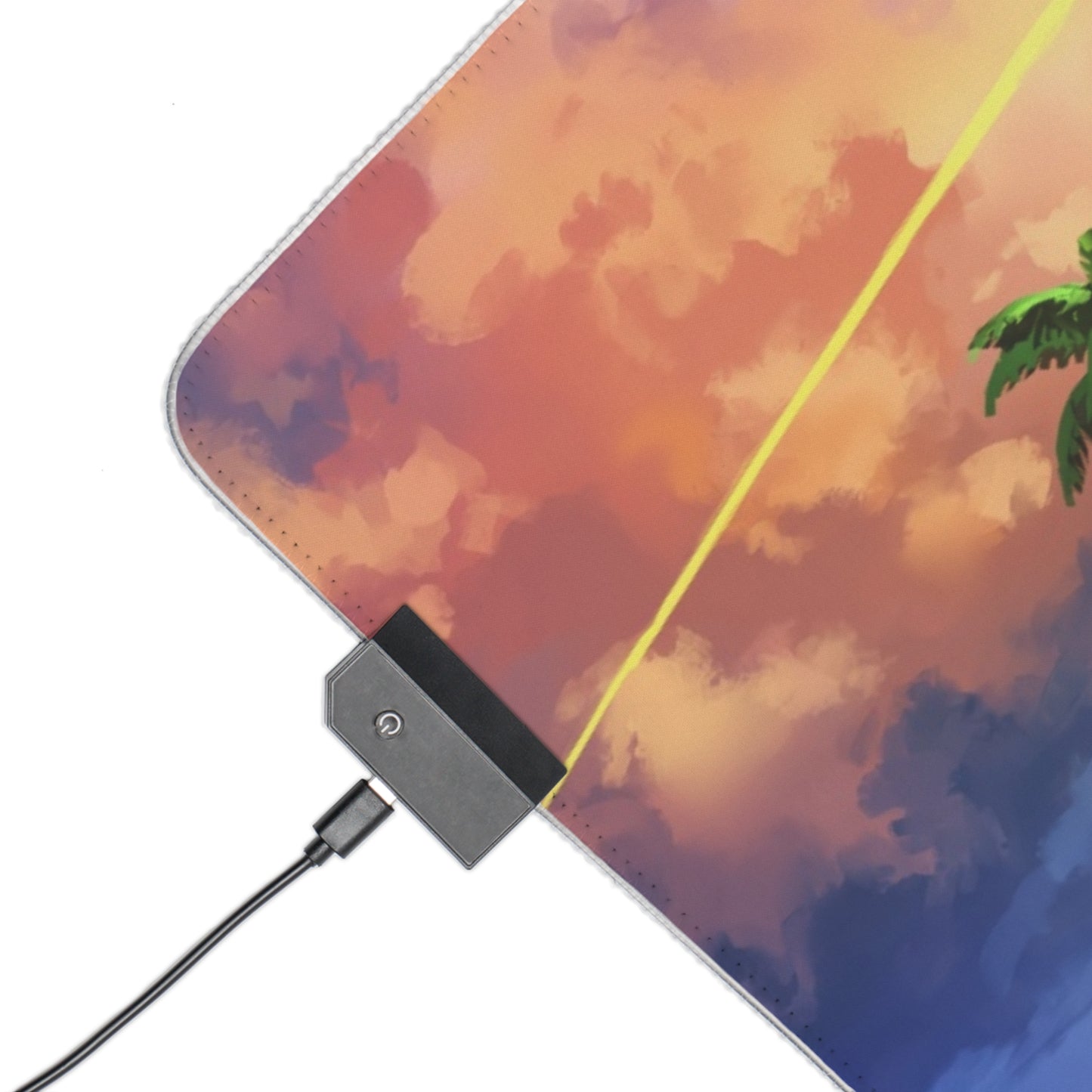 LED Gaming Mouse Pad — Tropical Island Anime Scene RGB Desk Mat