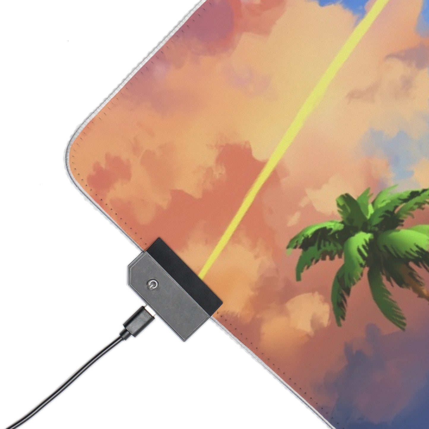 LED Gaming Mouse Pad — Tropical Island Anime Scene RGB Desk Mat