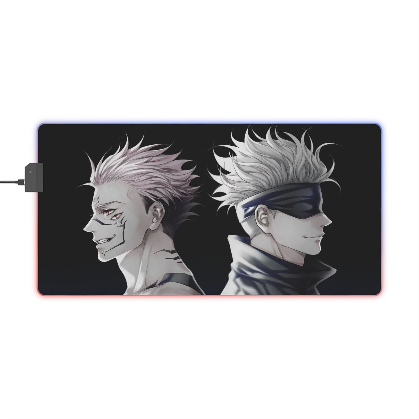 LED Gaming Mouse Pad — Dual Anime Villain & Hero RGB Desk Mat