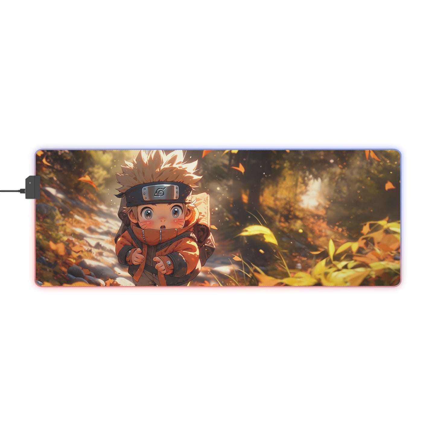 LED Gaming Mouse Pad — Cute Anime Naruto Autumn RGB Desk Mat