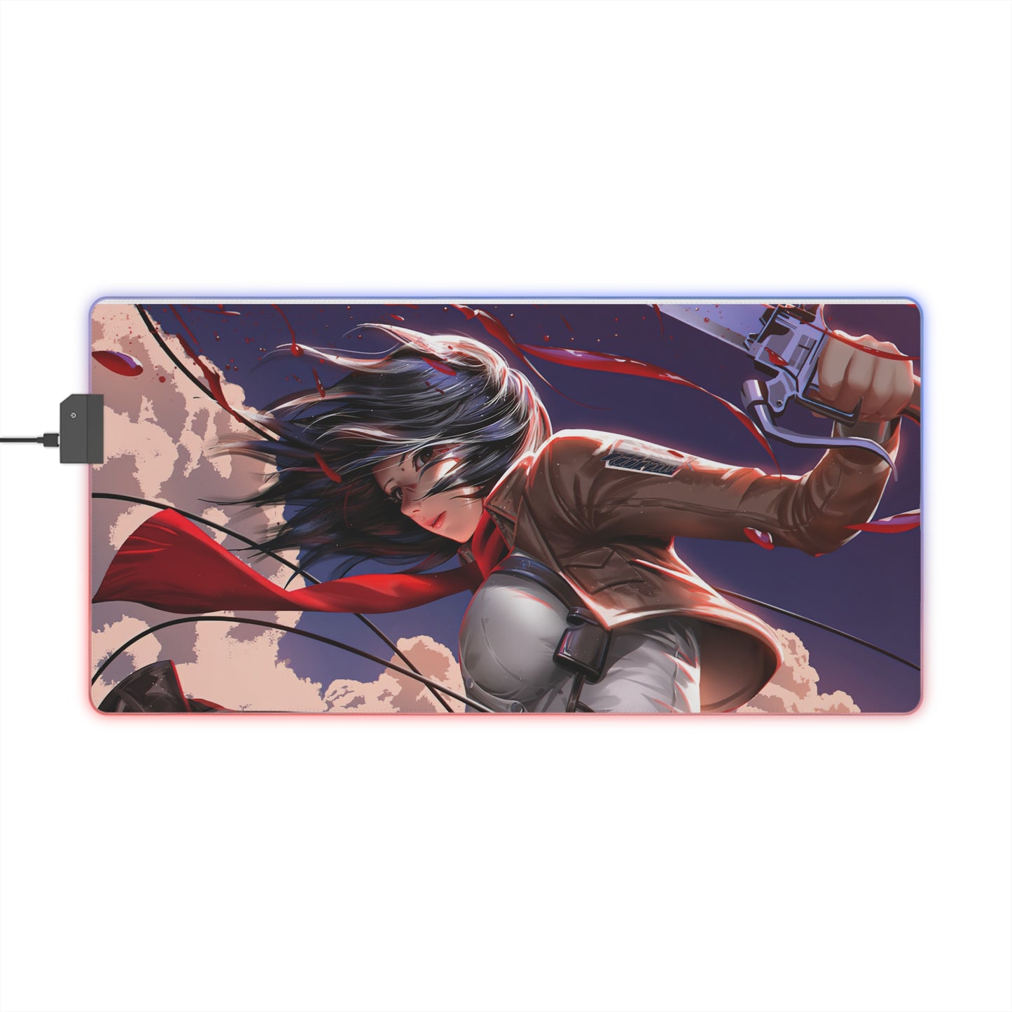 LED Gaming Mouse Pad — Anime Battle Scene RGB Desk Mat